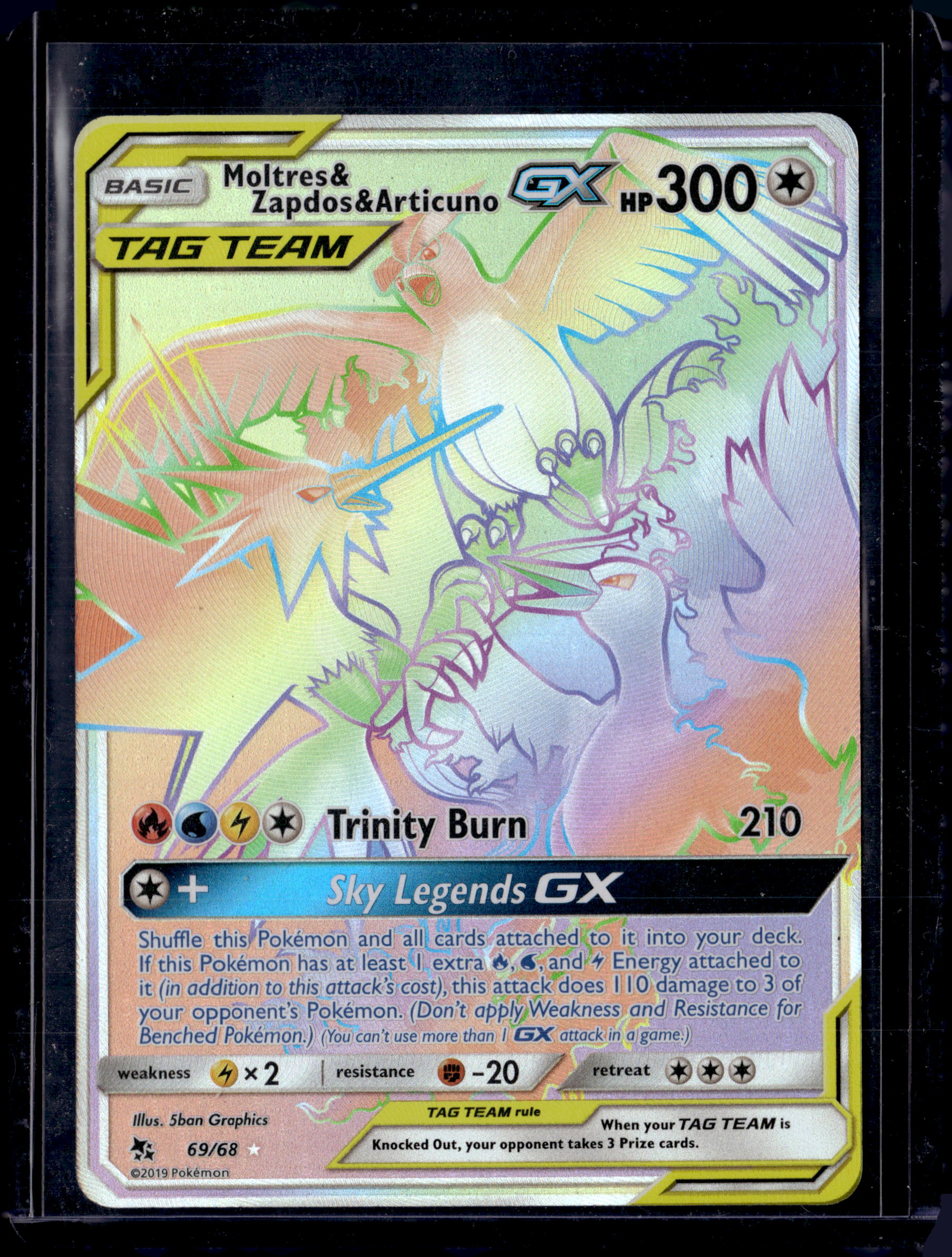 2019 Pokemon Moltres & Zapdos & Articuno GX (Secret) 69/68 Hidden Fates
