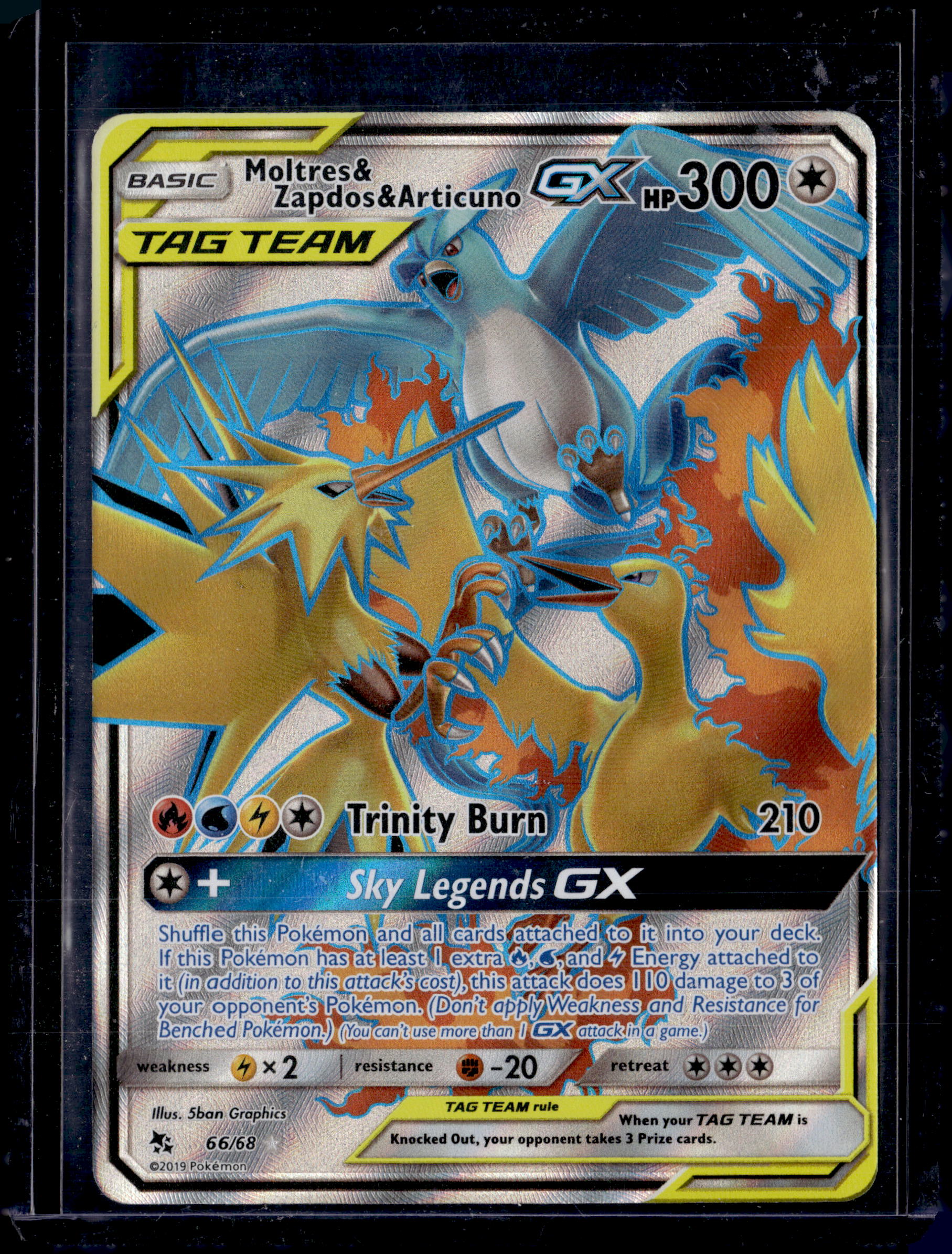 2019 Pokemon Hidden Fates Moltres Zapdos Articuno GX 66/68