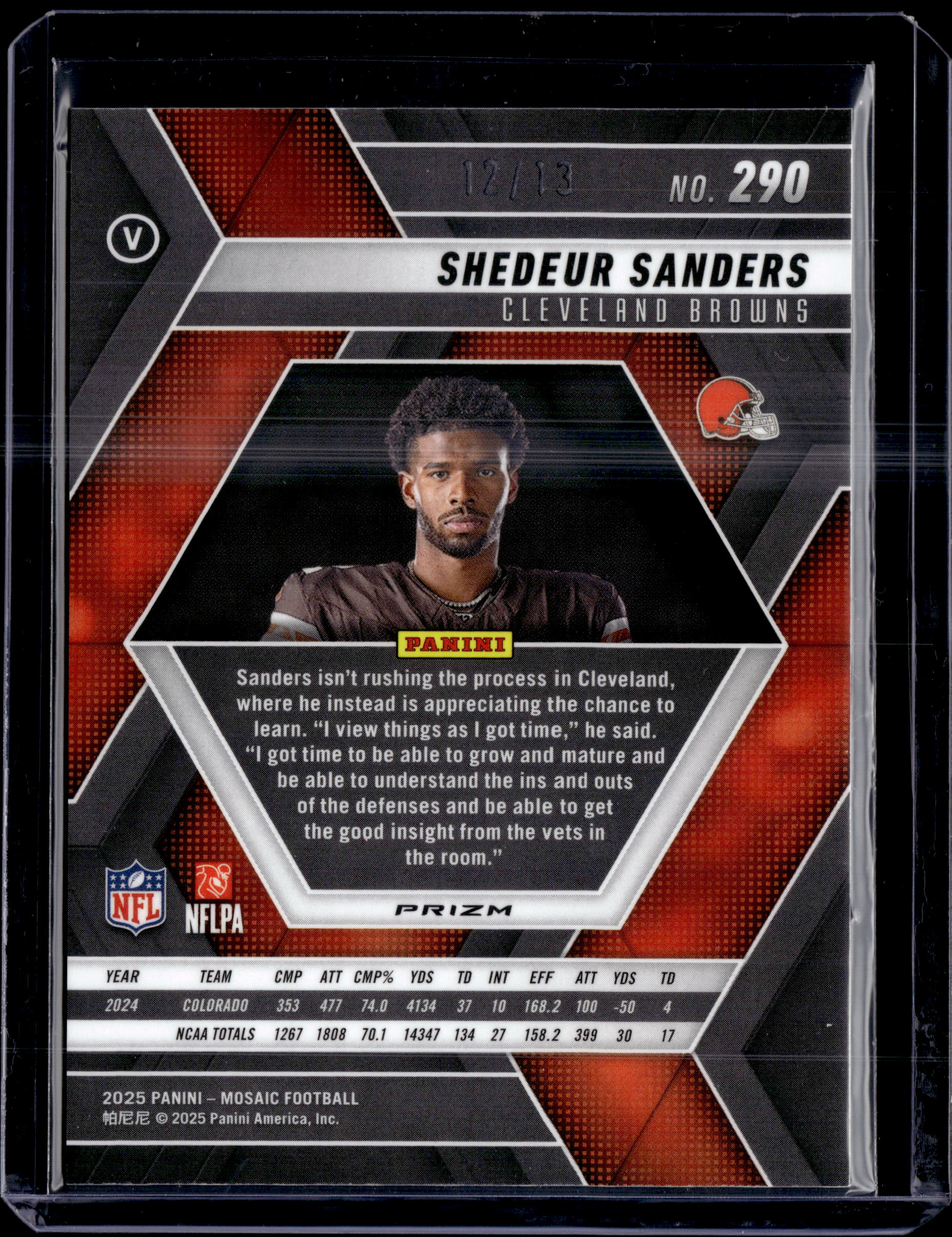 2025 Panini Mosaic Shedeur Sanders Green Spectris /13