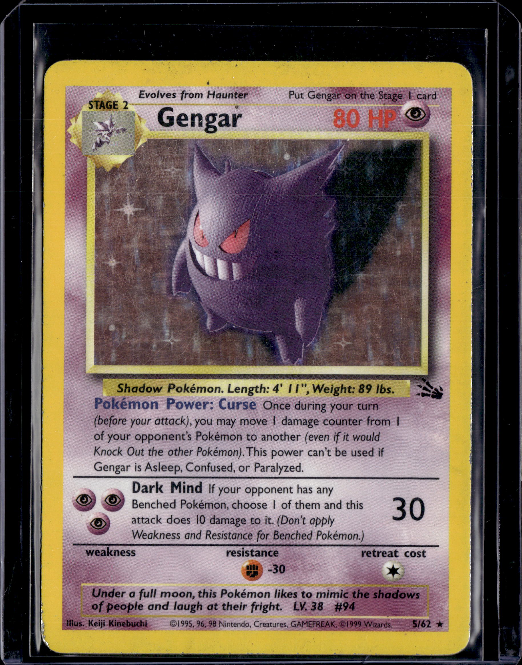 1999 Fossil (Unlimited) Gengar Holo
