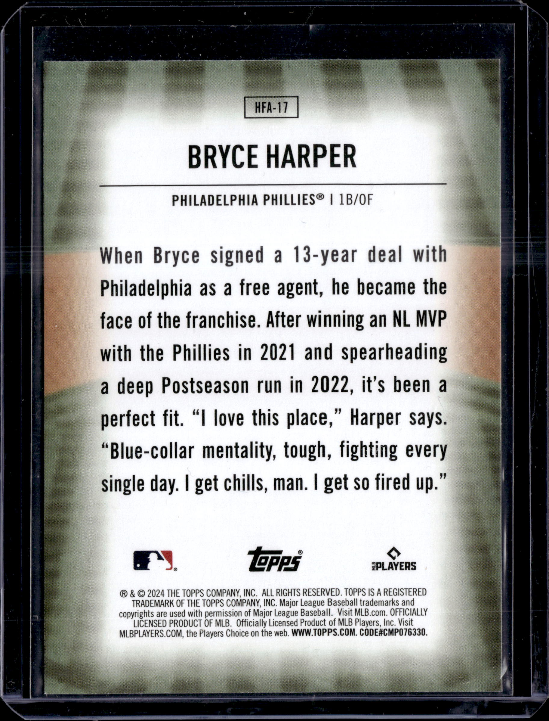 2024 Topps Home Field Advantage Bryce Harper