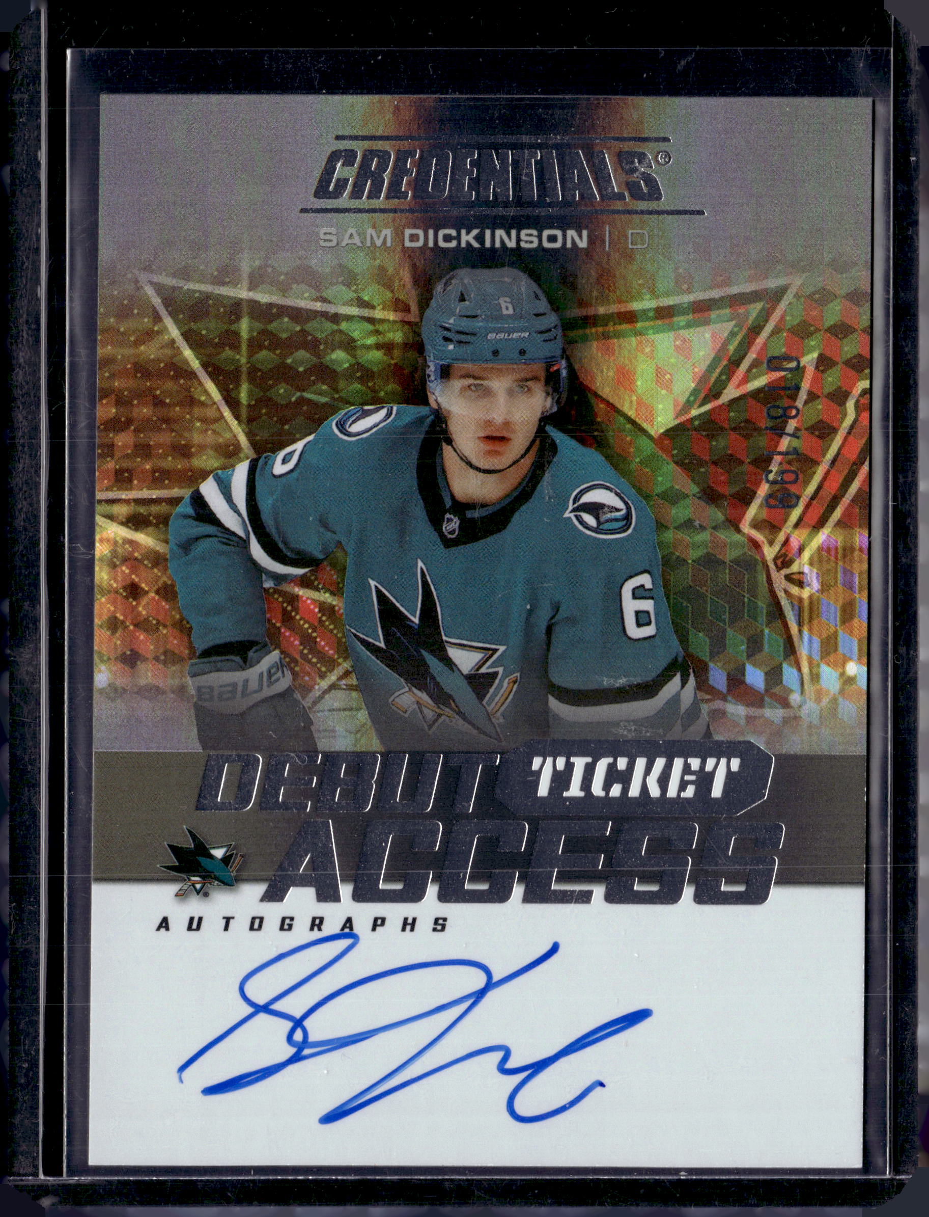 2025-26 Credentials Debut Ticket Access Autograph Sam Dickinson /199