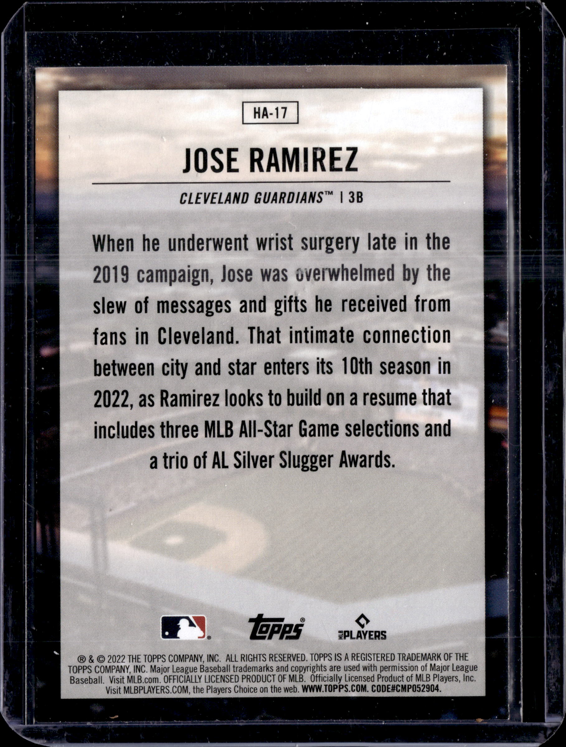 2022 Topps Home Field Advantage Jose Ramirez