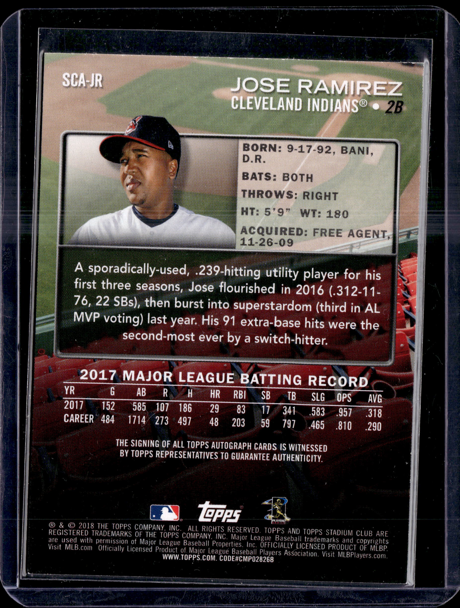 2018 Stadium Club Auto Jose Ramirez