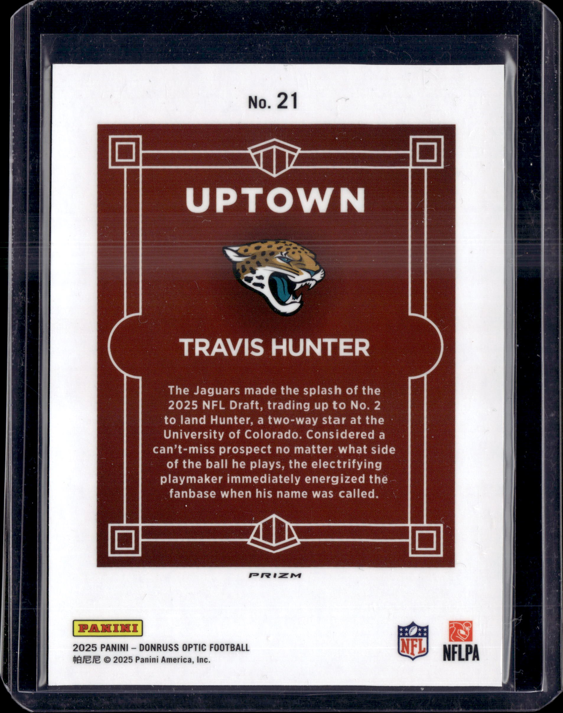 2025 Panini Donruss Optic Uptown Travis Hunter
