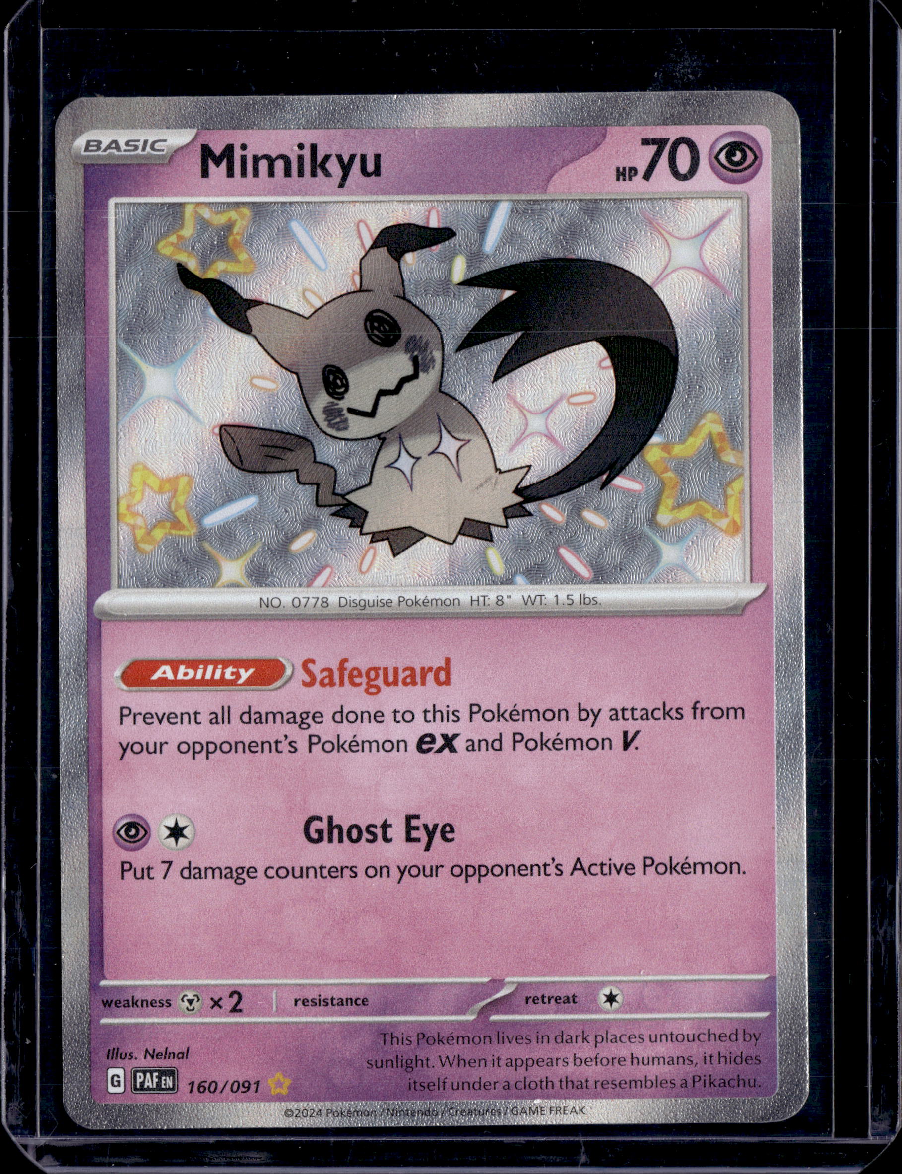 2024 Paldean Fates Mimikyu Shiny Rare 160/091