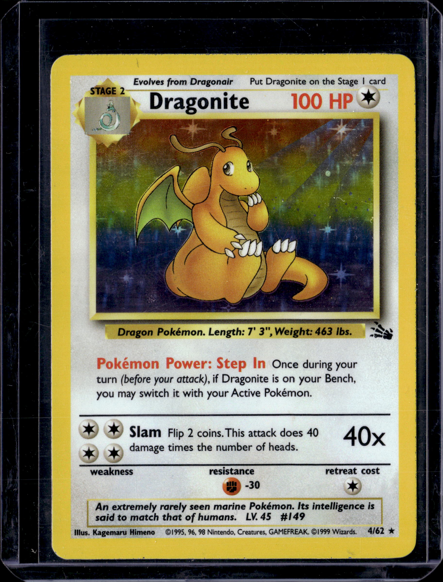 1999 Fossil (Unlimited) Dragonite Holo (B)