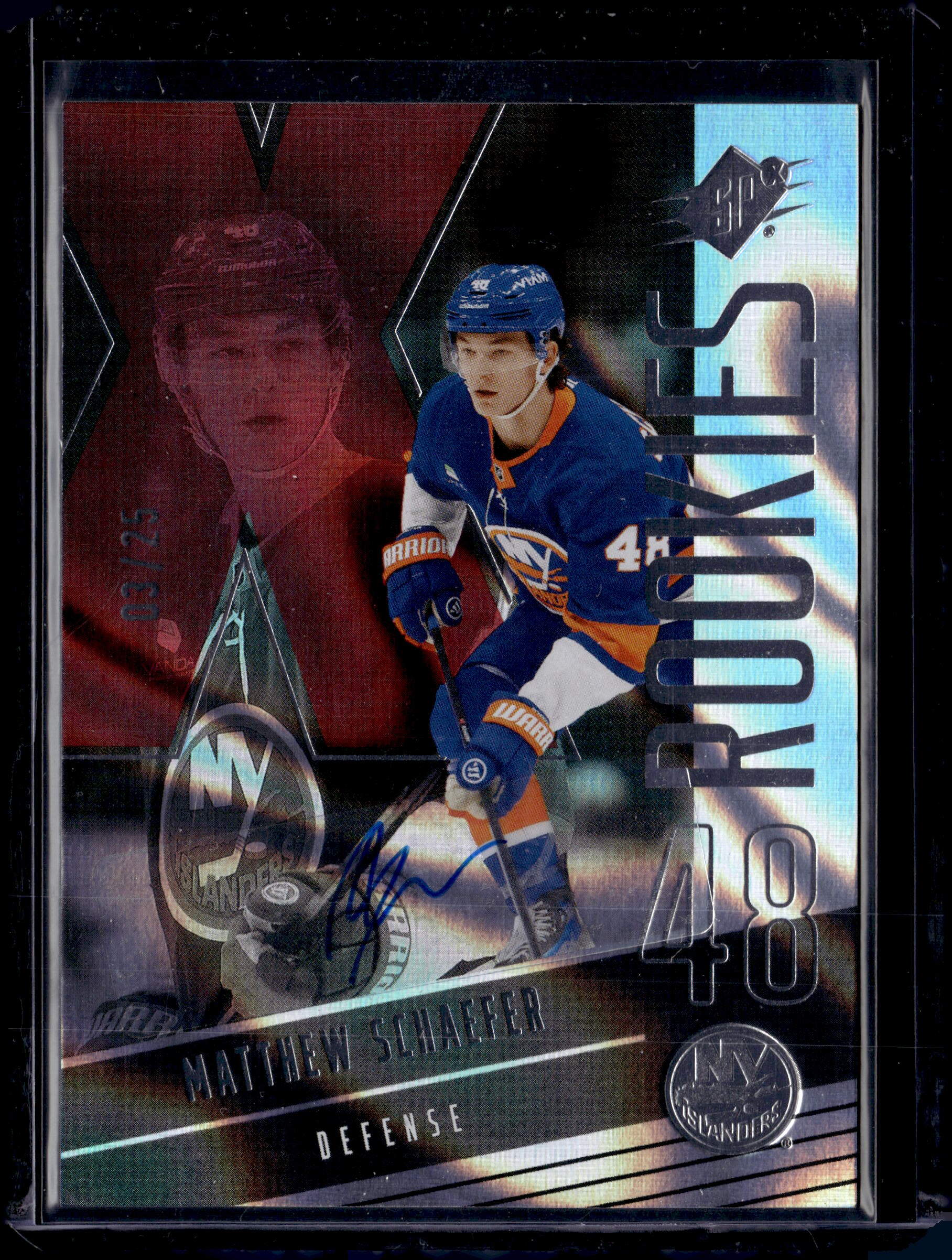 2025-26 Upper Deck SPx Matthew Schaefer #F-MS Red Auto /25