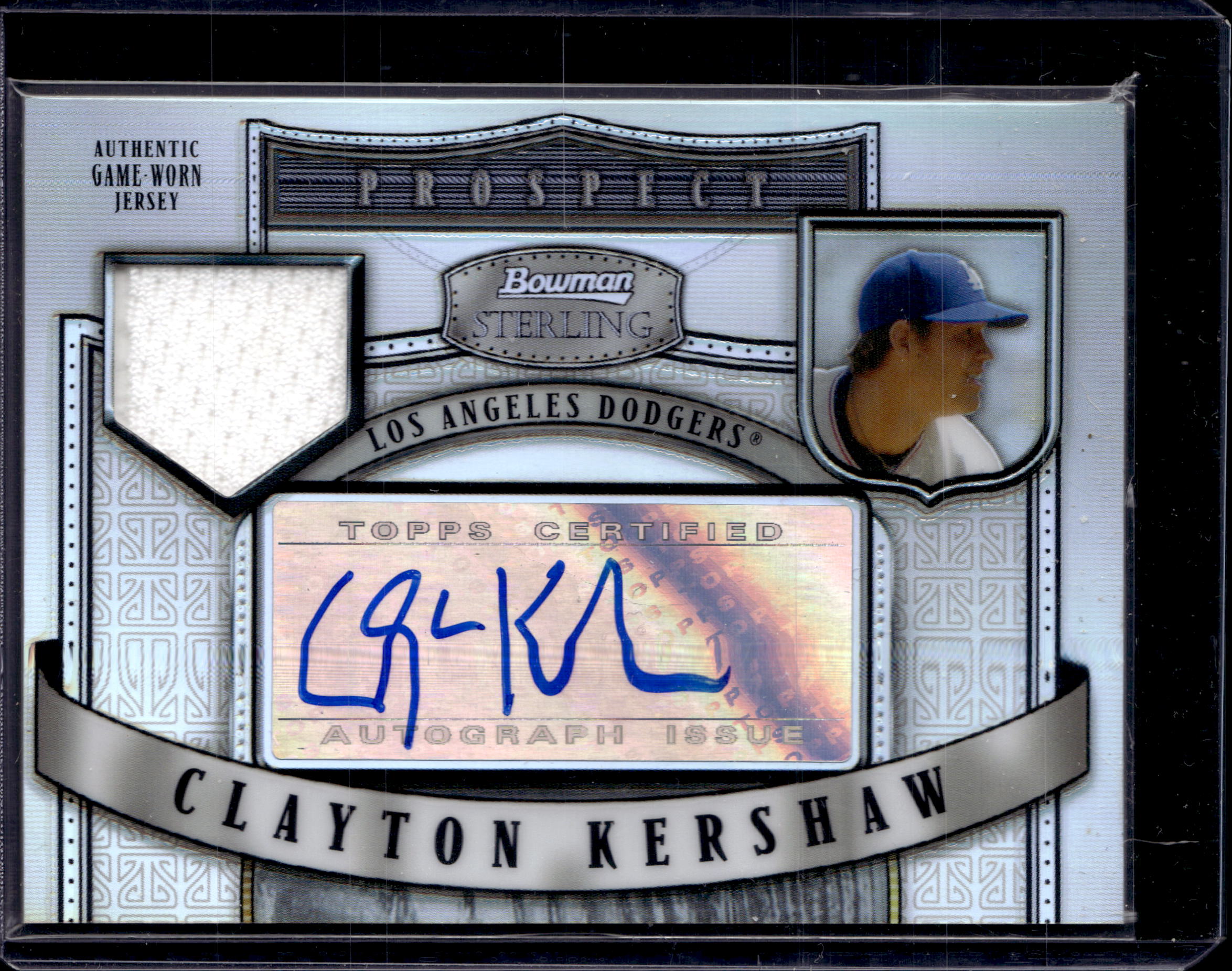 2007 Bowman Sterling Clayton Kershaw Prospect Refractor Jersey Auto /199