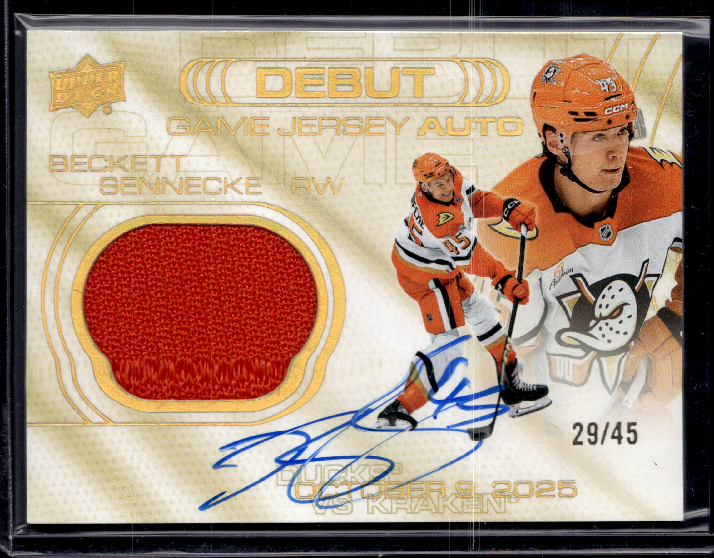 2025-26 Upper Deck Extended Series Beckett Sennecke Debut Game Jersey Auto
