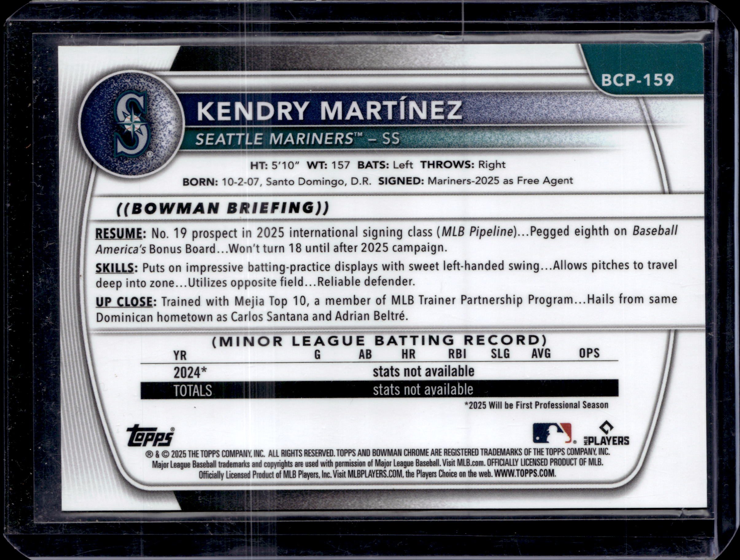2025 Topps Kendry Martinez Black Mojo Bowman Rookie /10