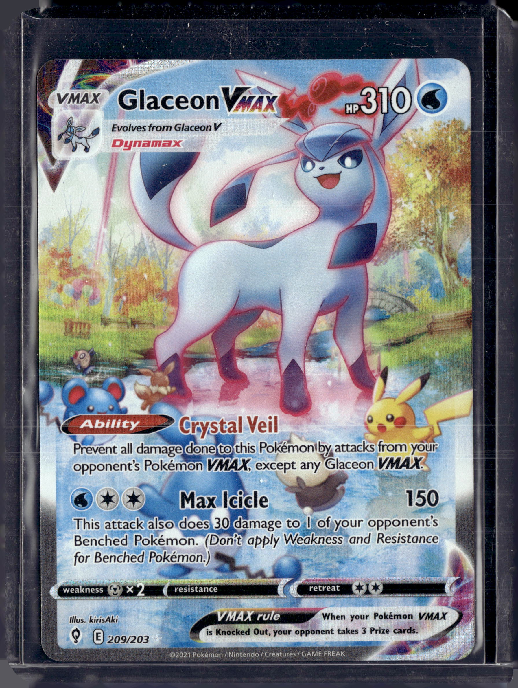 2021 Evolving Skies Glaceon VMax Secret Rare Holo 209/203