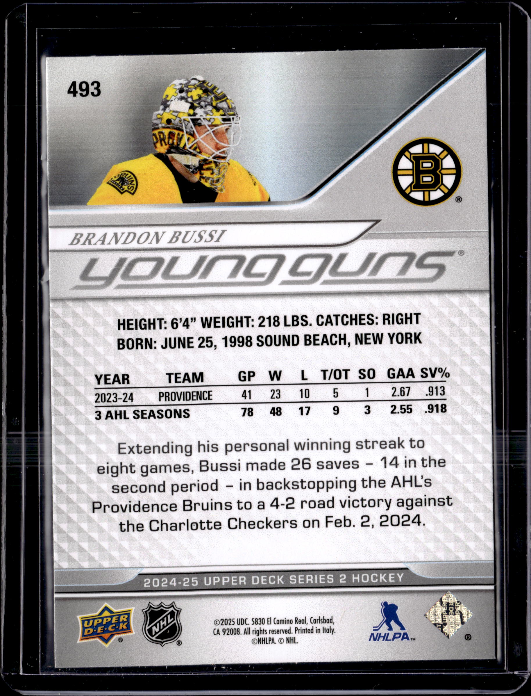 2024-25 Upper Deck Young Guns Exclusive Brandon Bussi /100