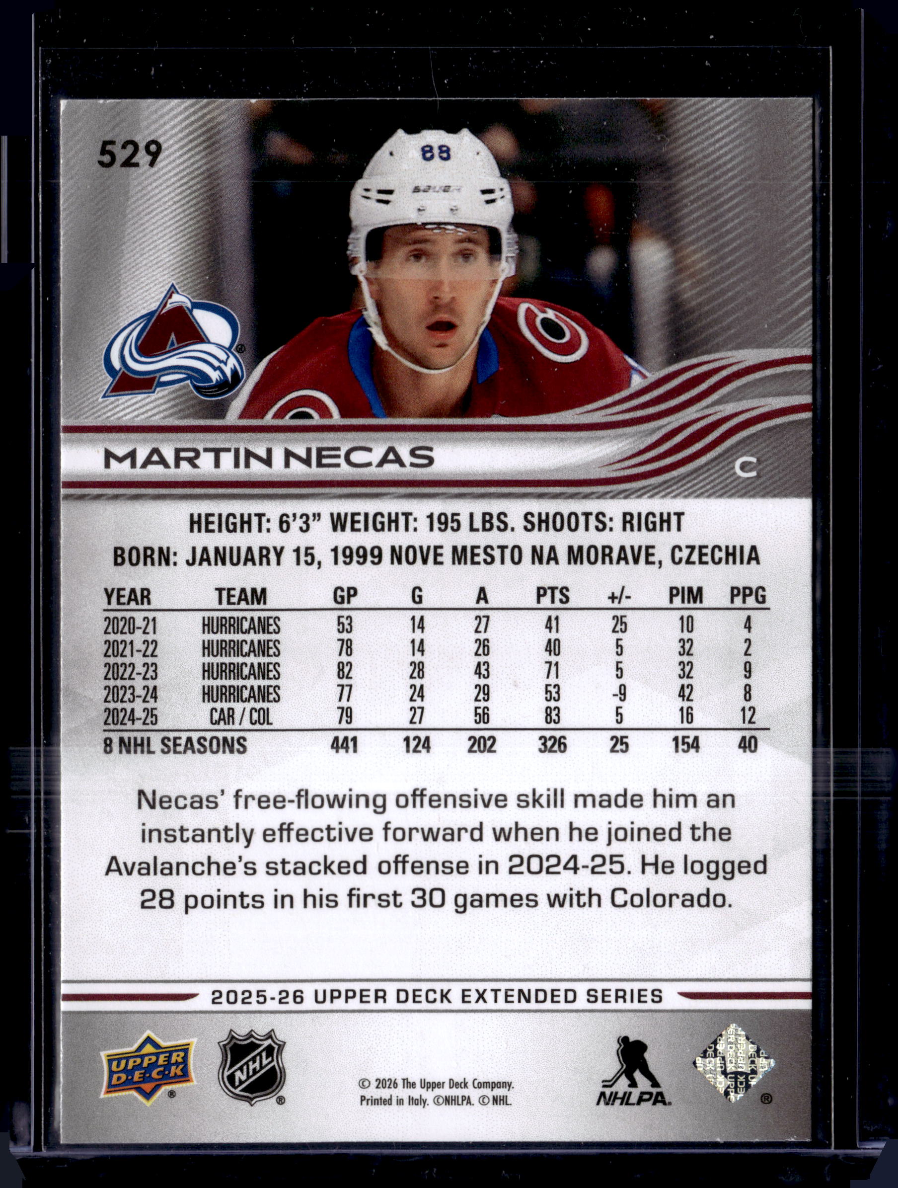 202-26 Upper Deck High Gloss Martin Necas /10 #529