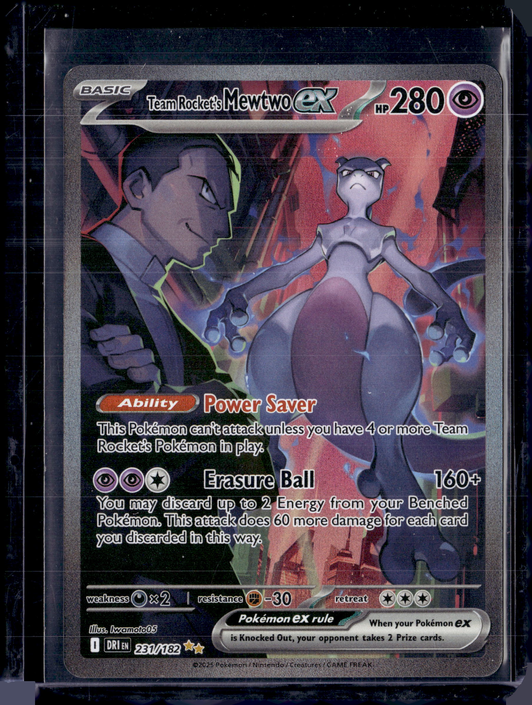 2025 Pokemon Destined Rivals Team Rocket's Mewtwo ex 231/182 SIR Holo (B)