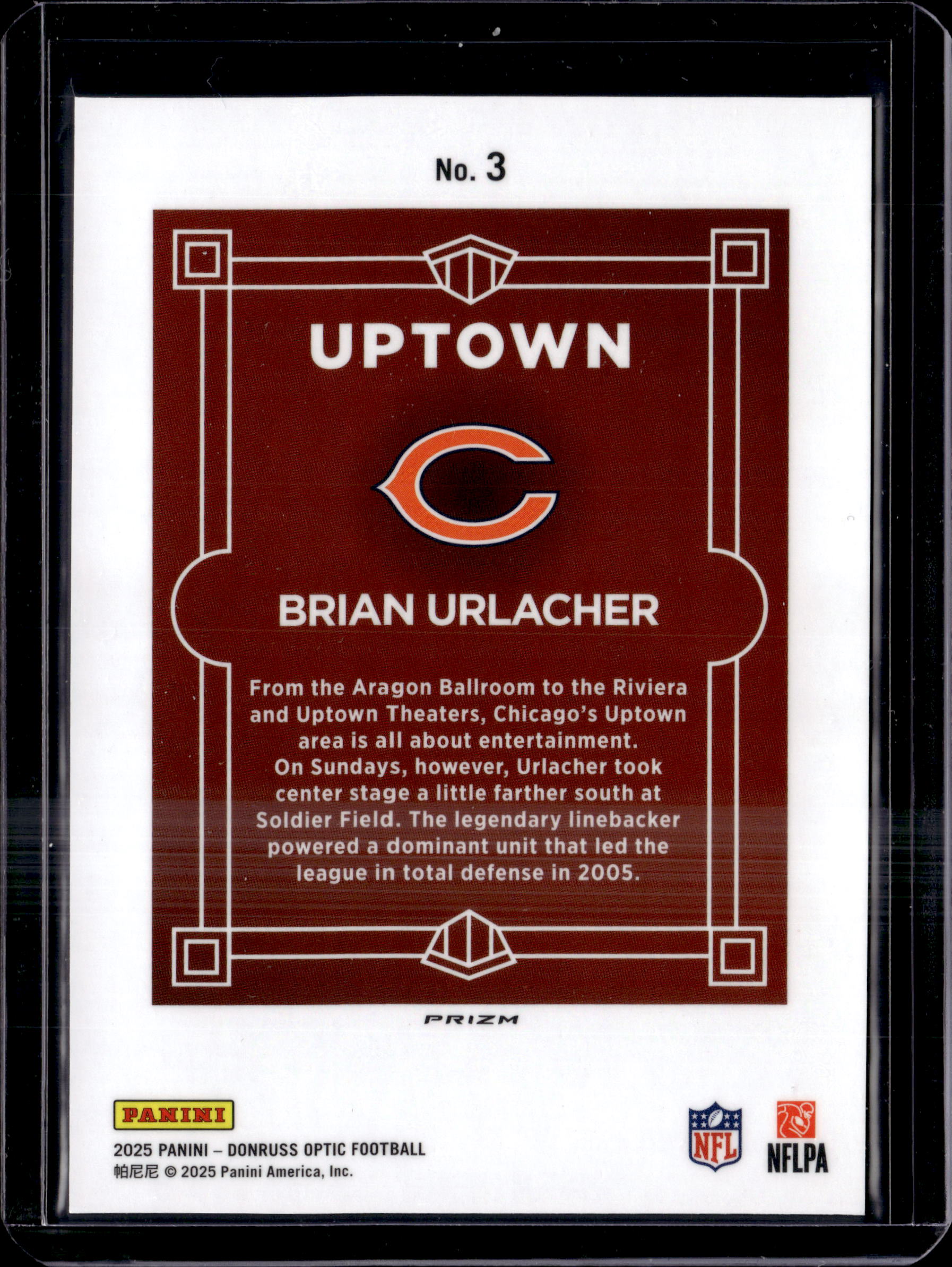 Panini 2025 Donruss Optic Football Uptown Prizm Brian Urlacher
