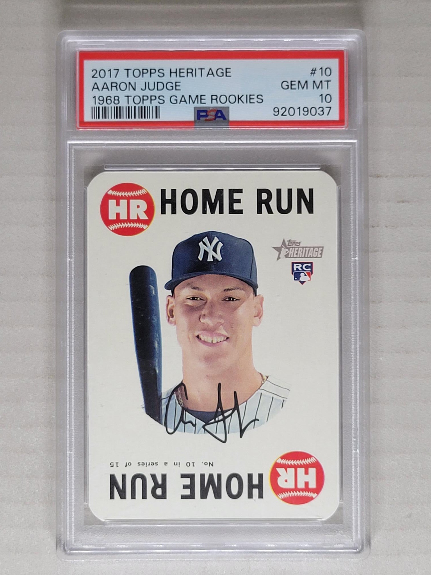 2017 Topps Heritage 1968 Topps Game #10 Aaron Judge Yankees RC Rookie PSA 10