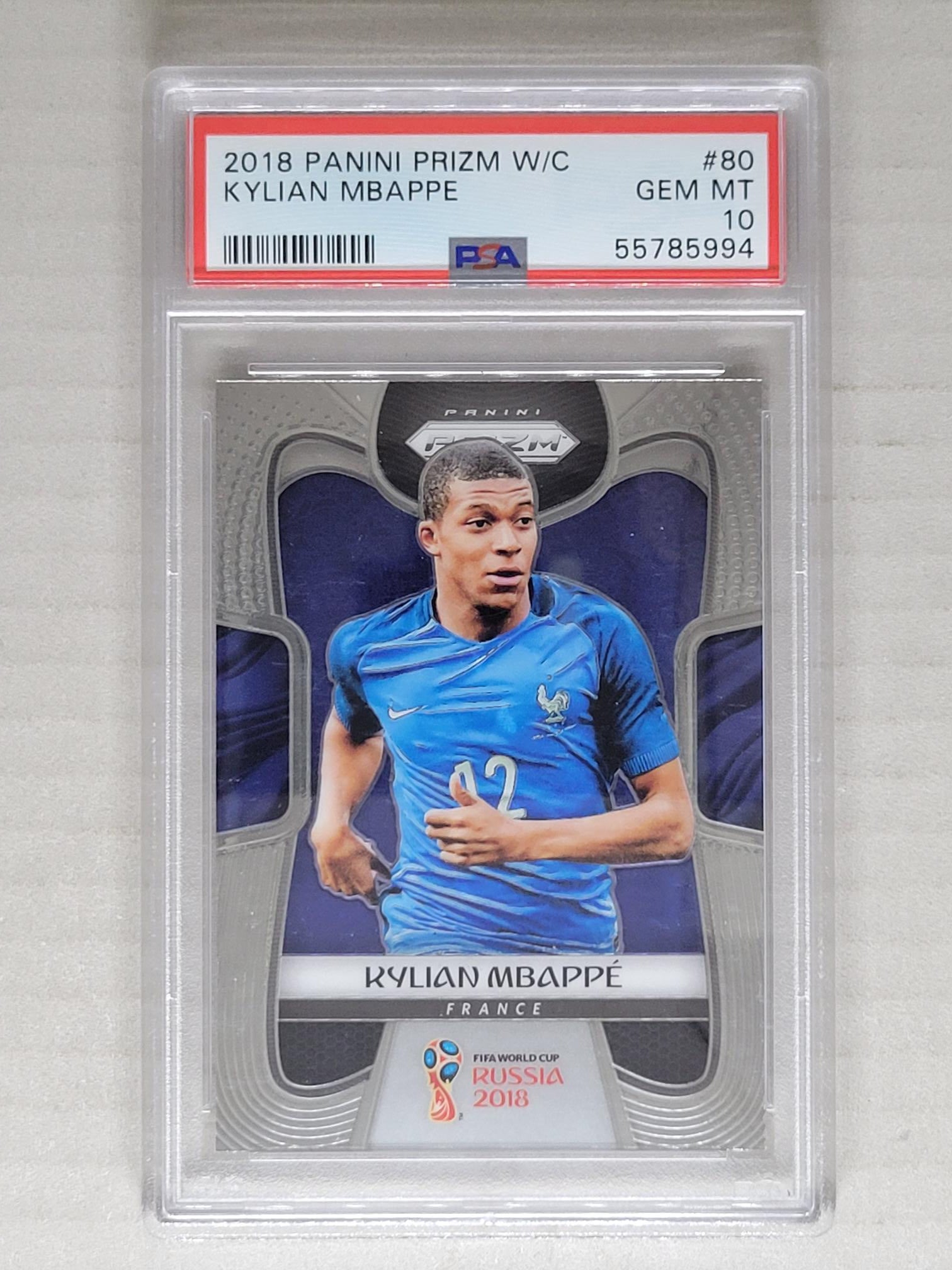 2018 Panini Prizm FIFA Soccer Kylian Mbappe PSA 10 GEM MINT Rookie Card #80 (RC)