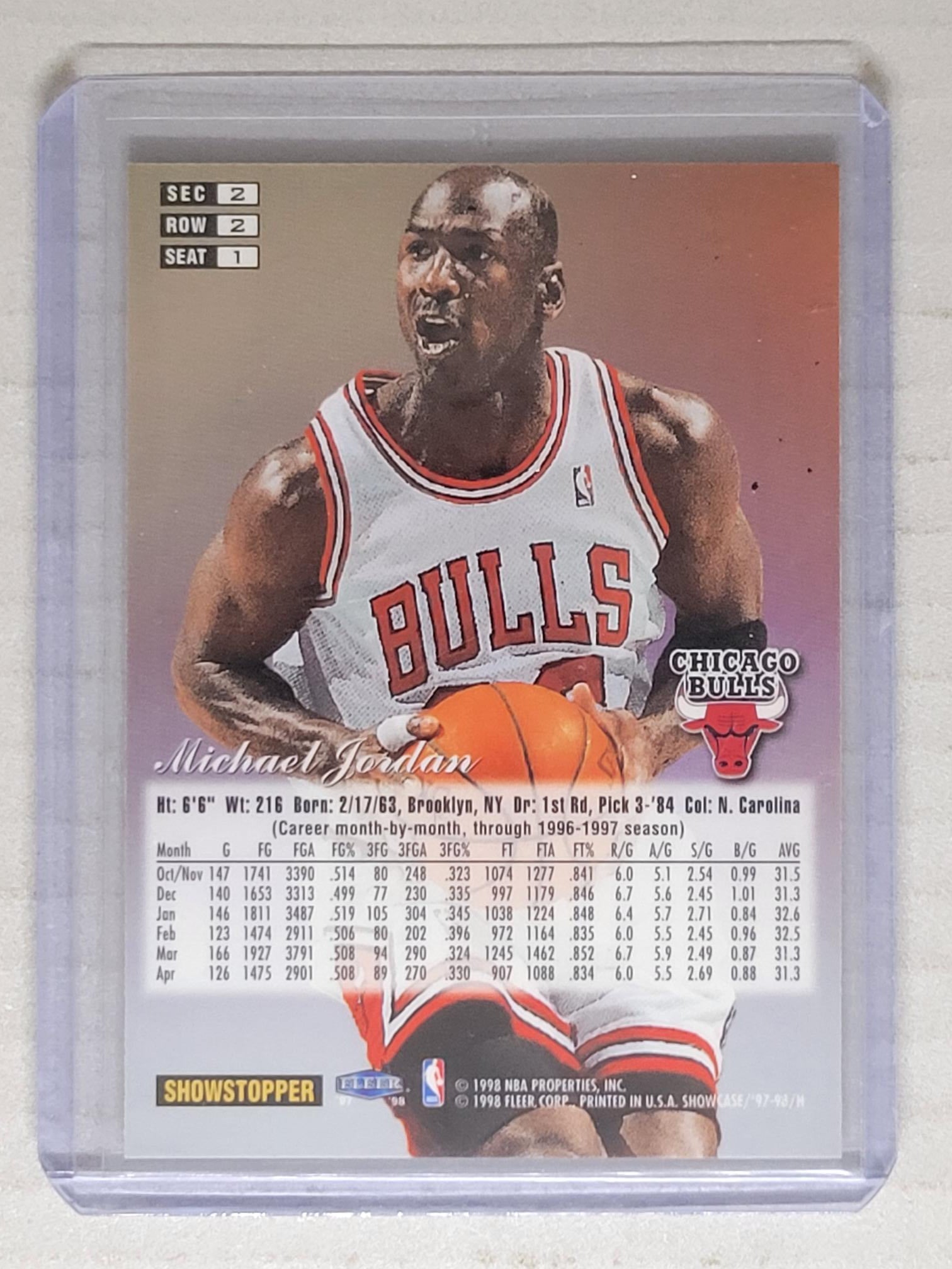 1997-98 Flair Showcase Michael Jordan Style Sec 2 Row 2 Seat