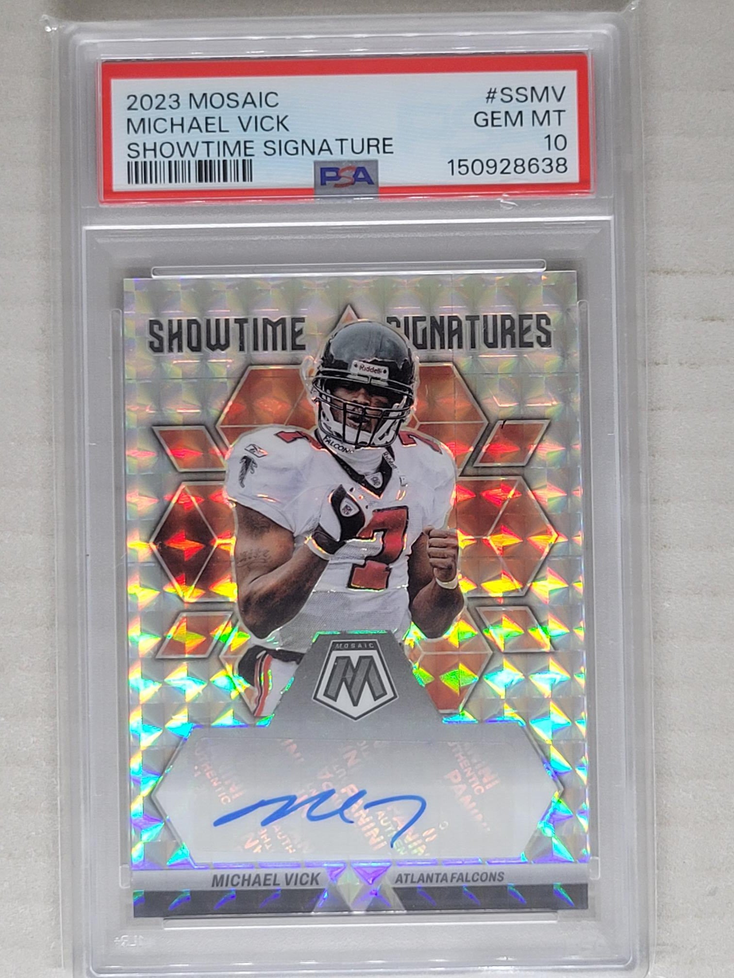 2023 Mosaic Showtime Signatures Michael Vick Falcons Auto PSA 10