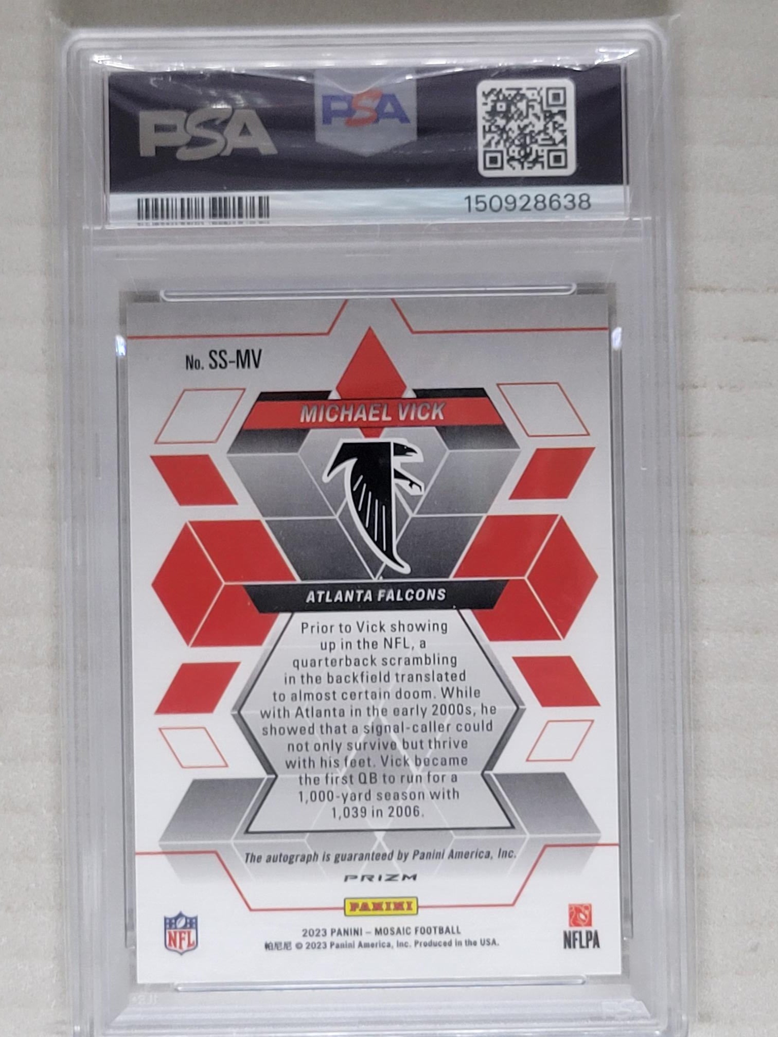 2023 Mosaic Showtime Signatures Michael Vick Falcons Auto PSA 10