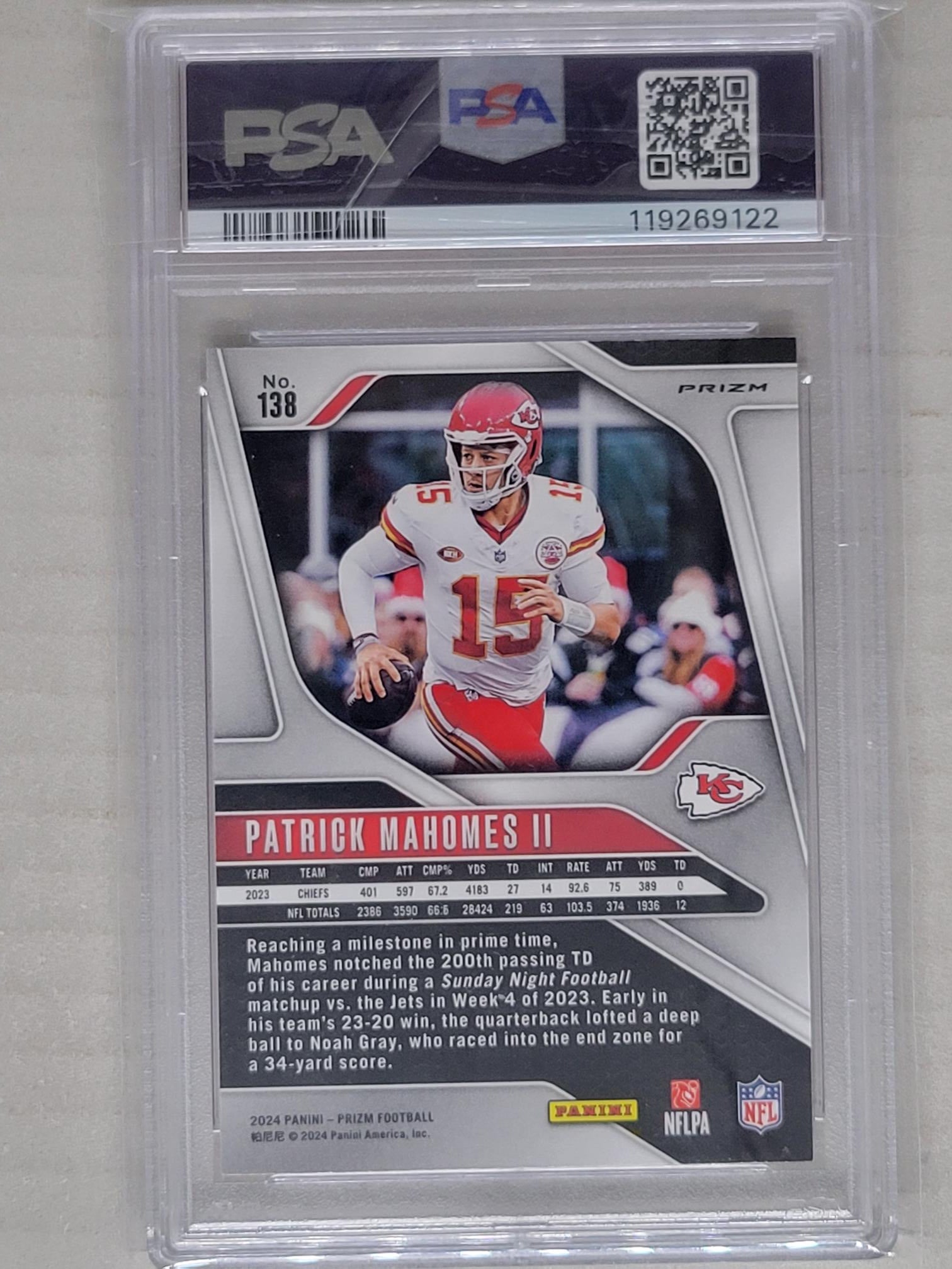 2024 Panini Prizm Pink Wave Patrick Mahomes II #138 PSA 10