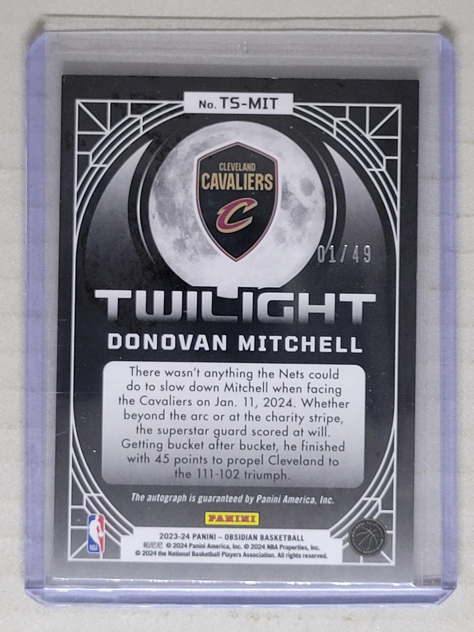 Donovan Mitchell 2023 Panini Obsidian #TBD Twilight Signatures Auto /49