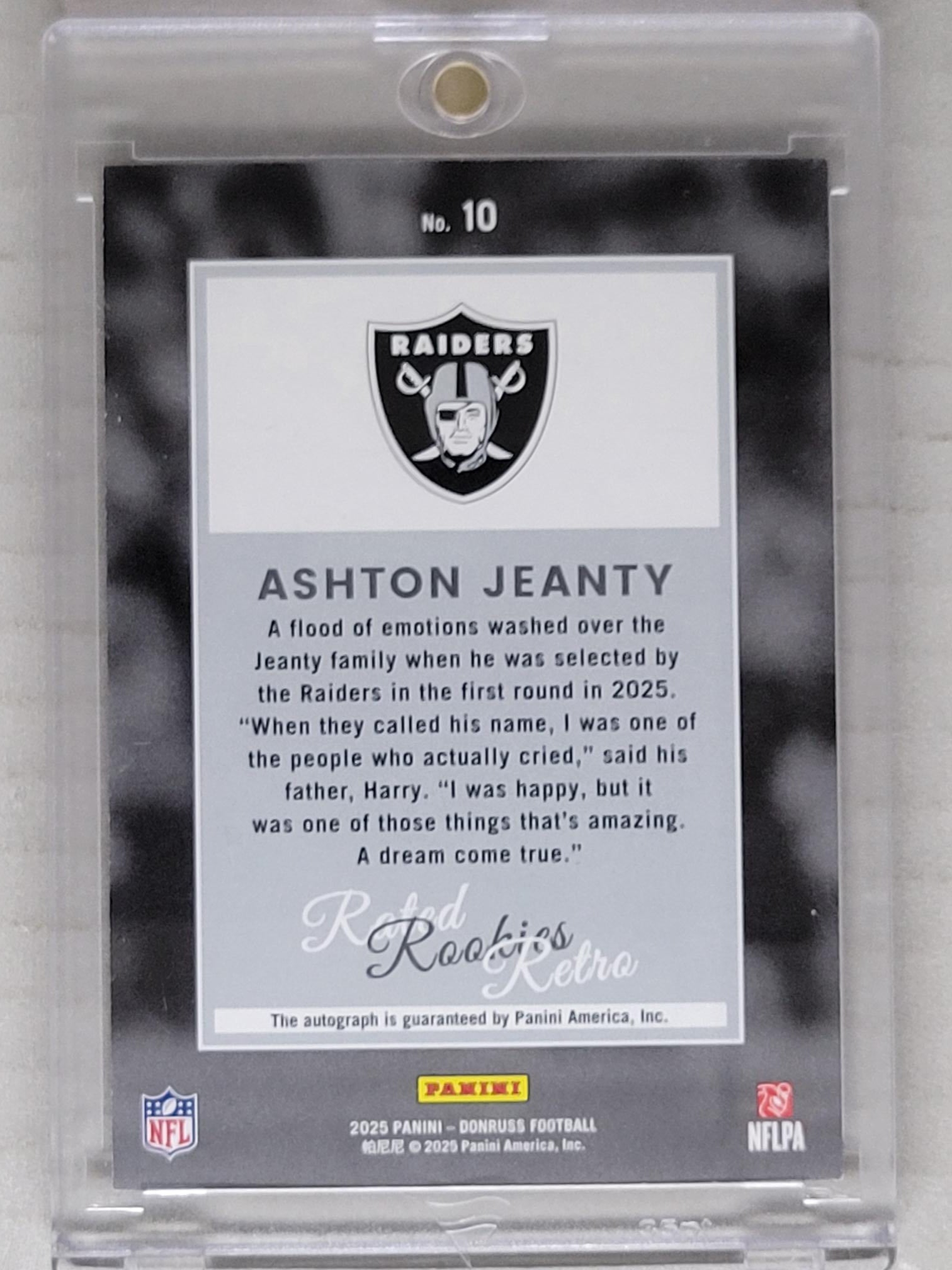 Panini Donruss 2025 Ashton Jeanty Auto Rated Rookies Retro /99 #10