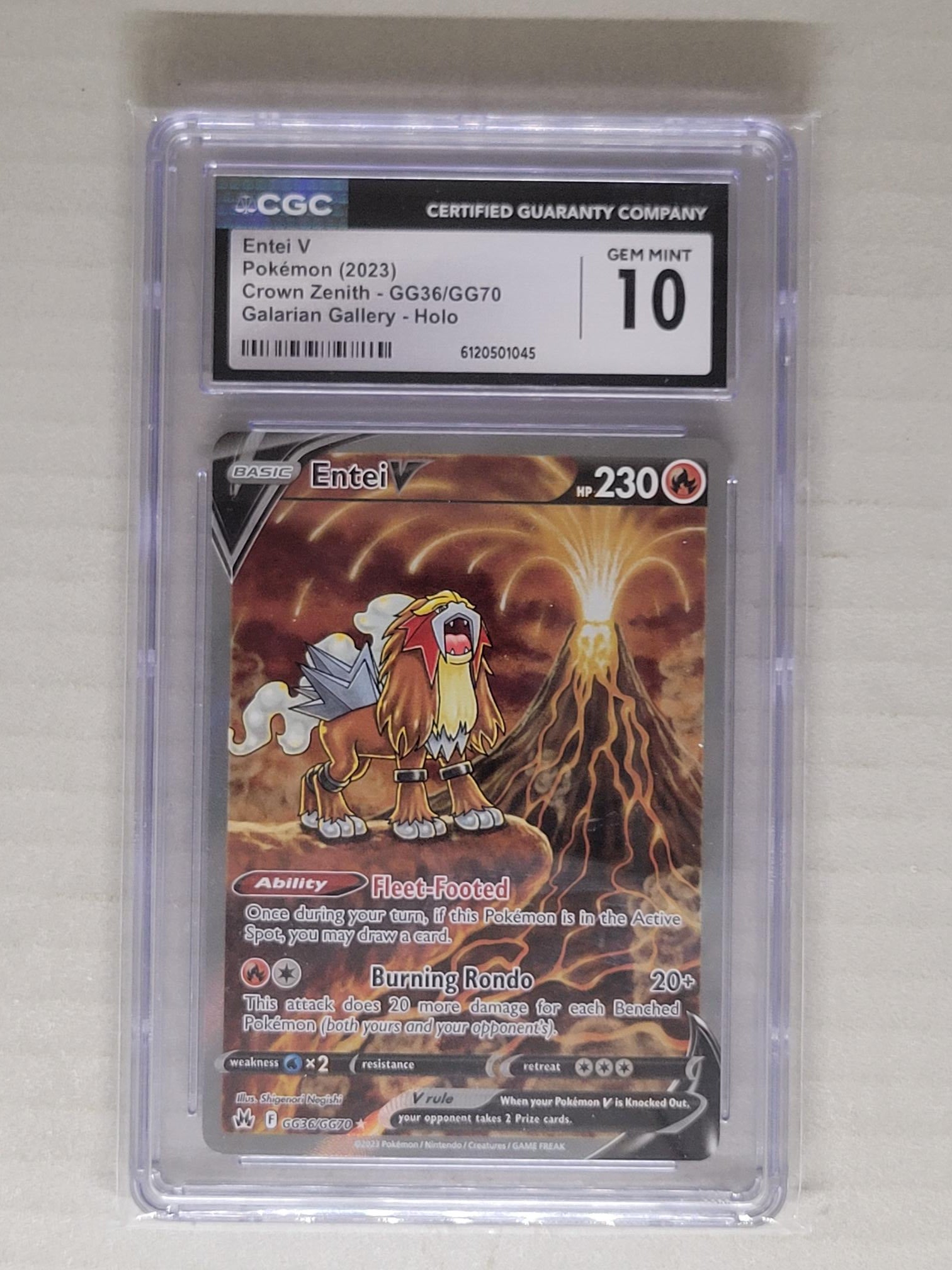 2023 Pokemon SWSH Crown Zenith Galarian Gallery Full Art Entei V #GG36 CGC 10 GEM MINT
