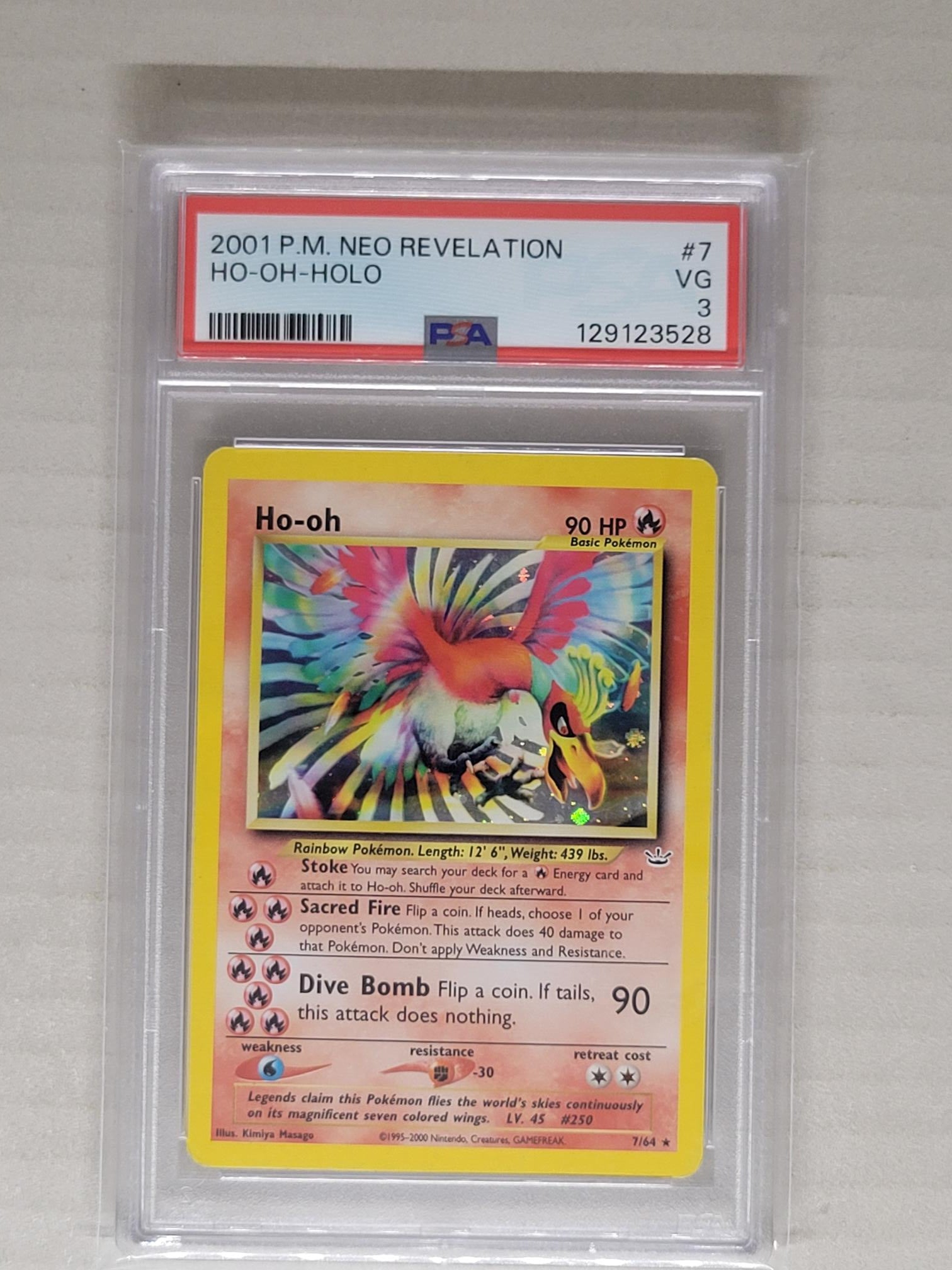 2001 Pokemon Neo Revelation Ho-oh Holo 7/64 PSA 3
