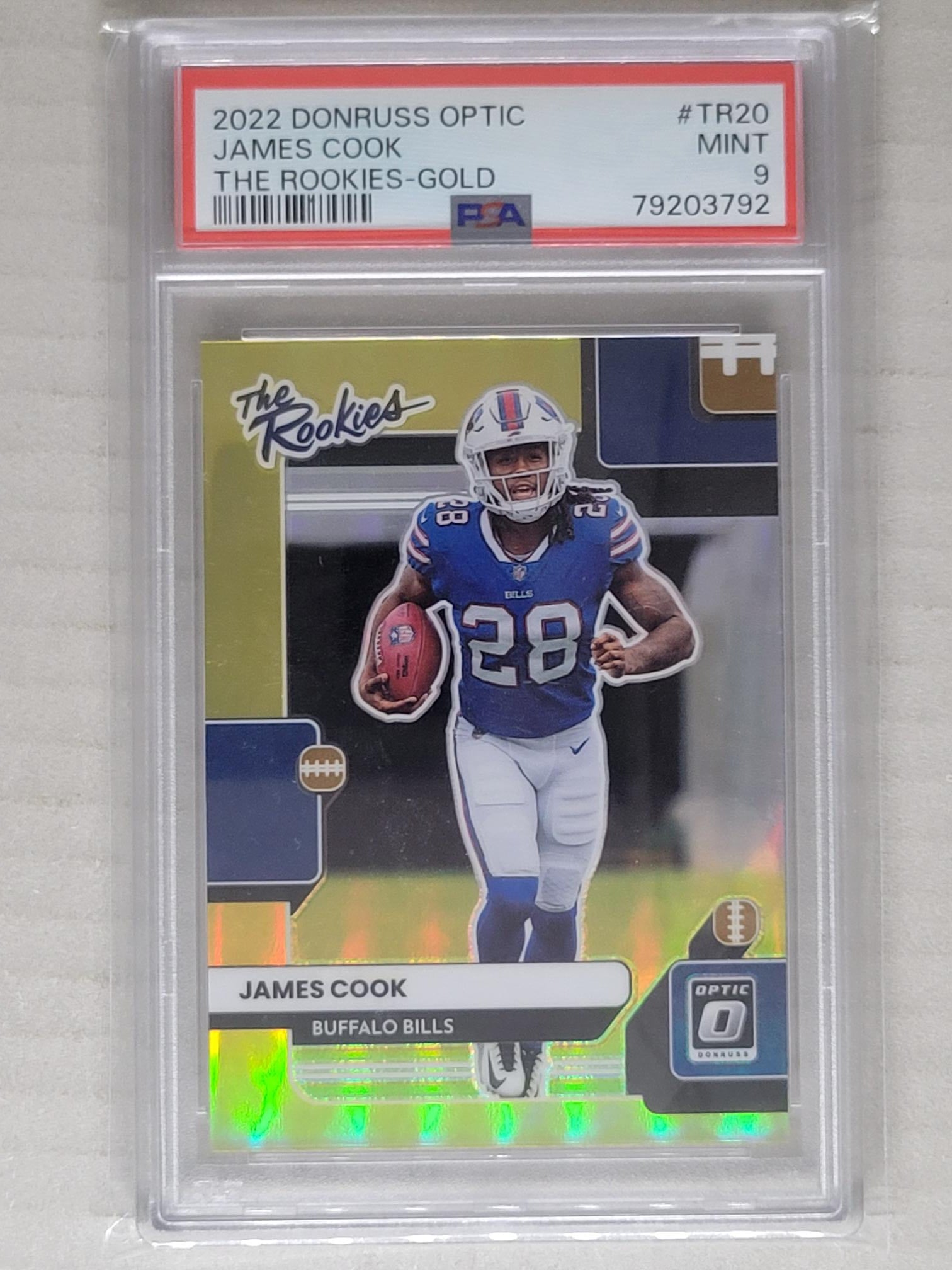 2022 Donruss Optic James Cook The Rookies Gold /10 PSA 9