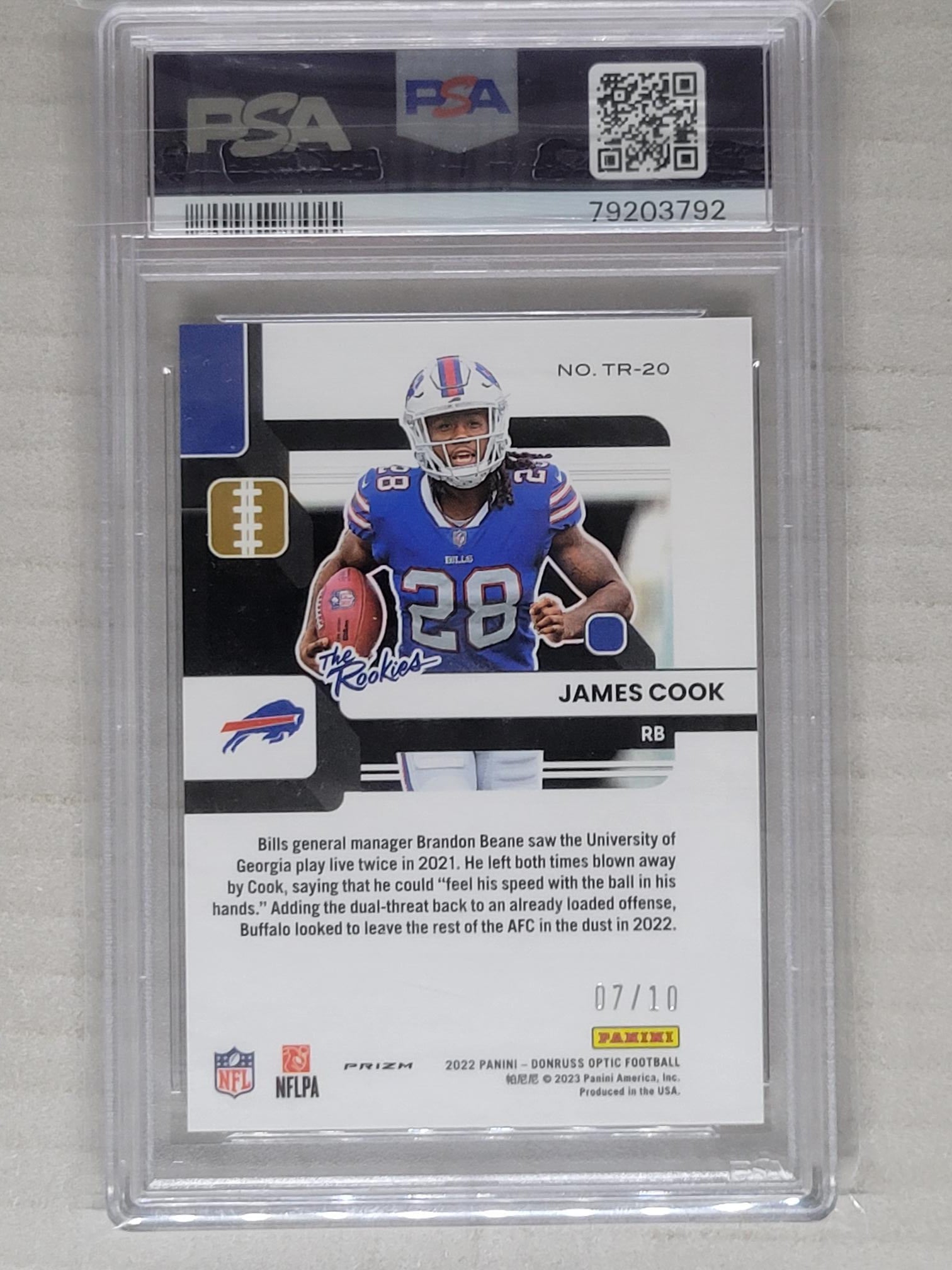 2022 Donruss Optic James Cook The Rookies Gold /10 PSA 9