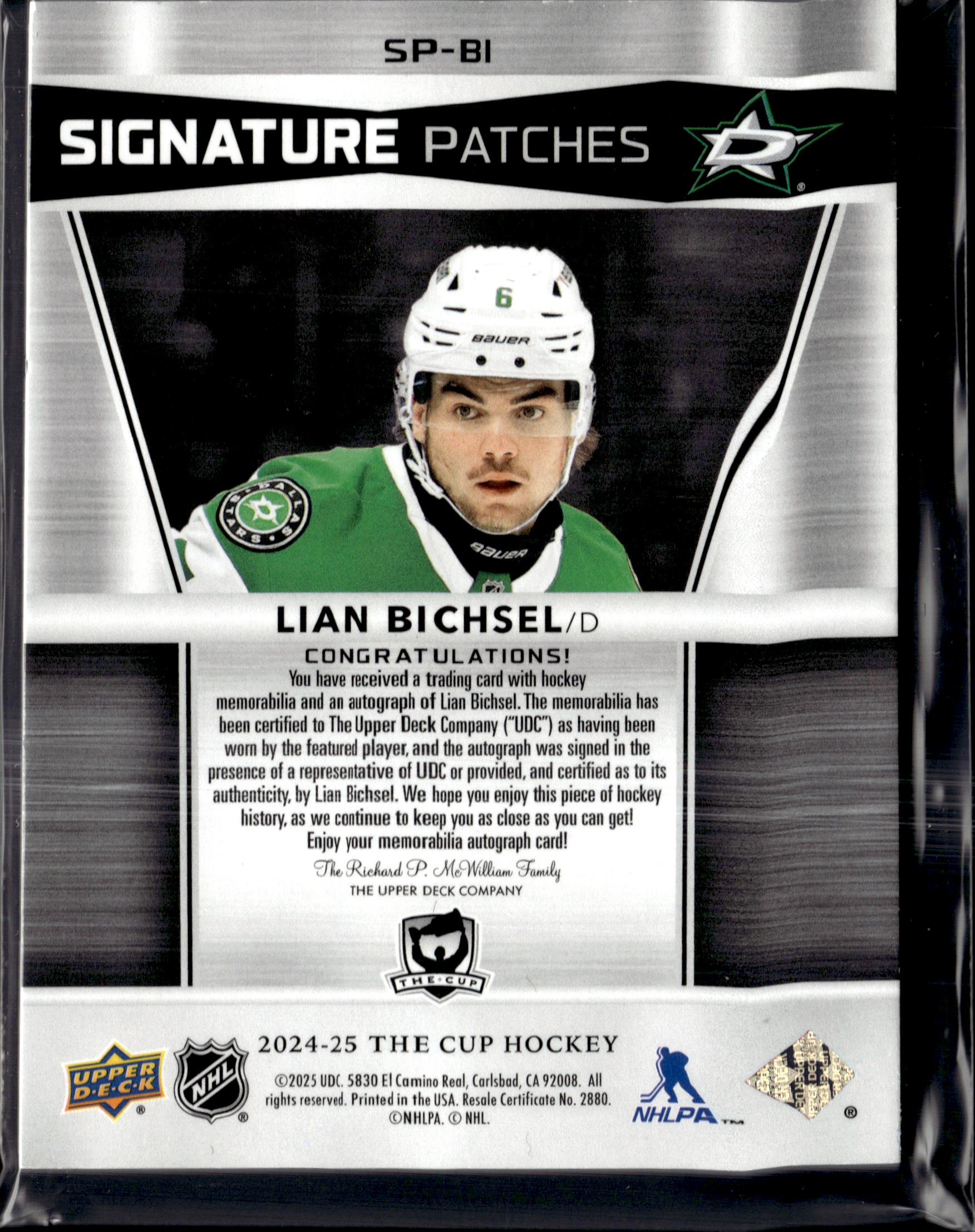 2024-25 The Cup Signature Patches Lian Bichsel /99