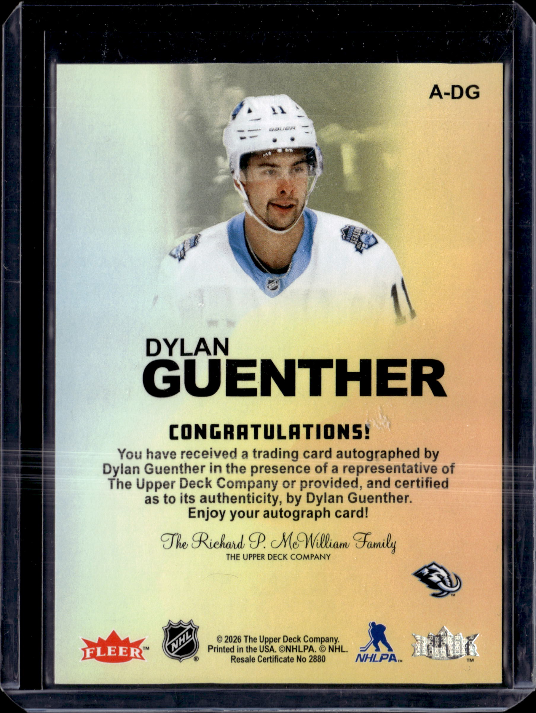 2026 Fleer Autographics Dylan Guenther #A-DG
