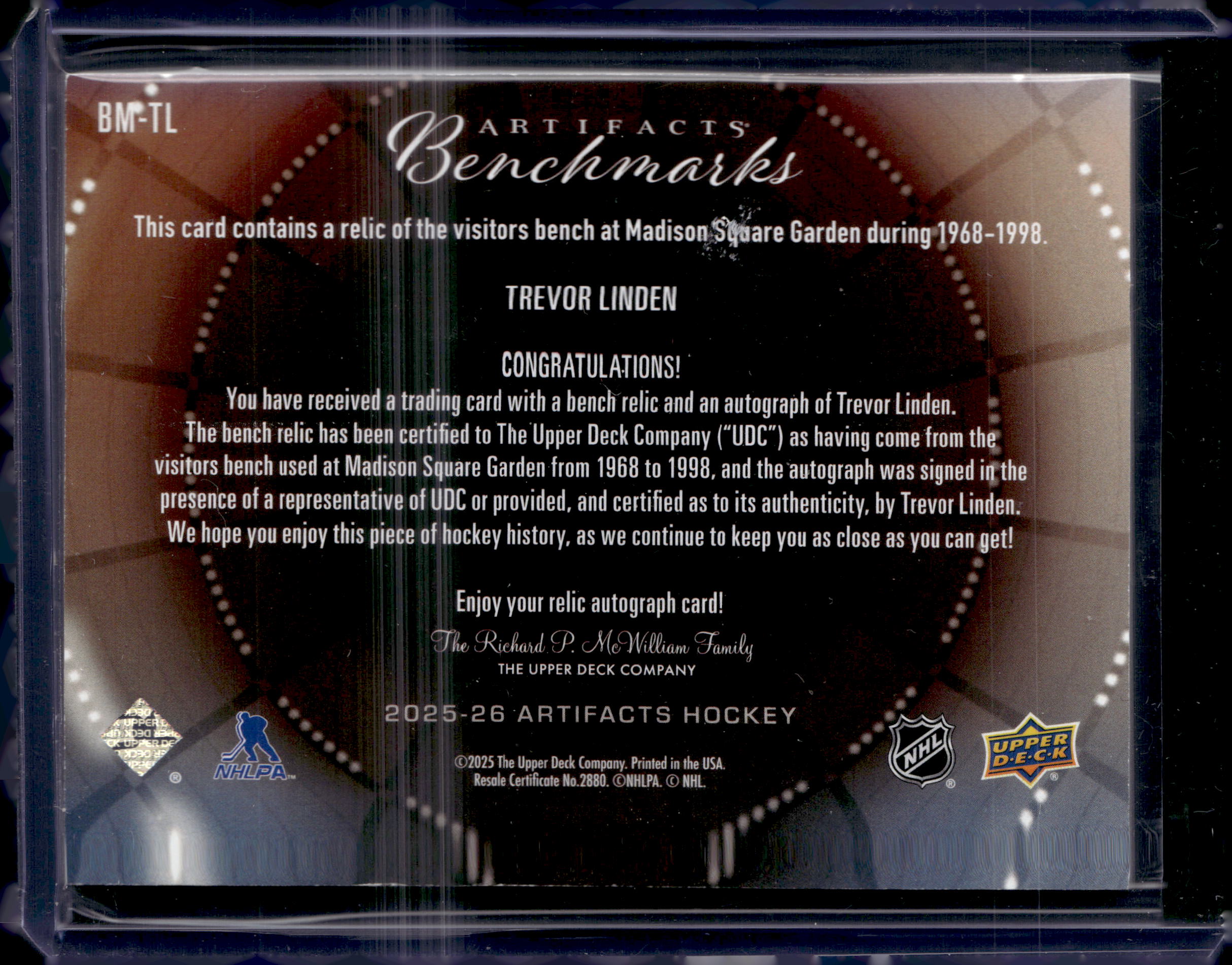 2025-26 Upper Deck Artifacts Benchmarks /49 Trevor Linden #BM-TL