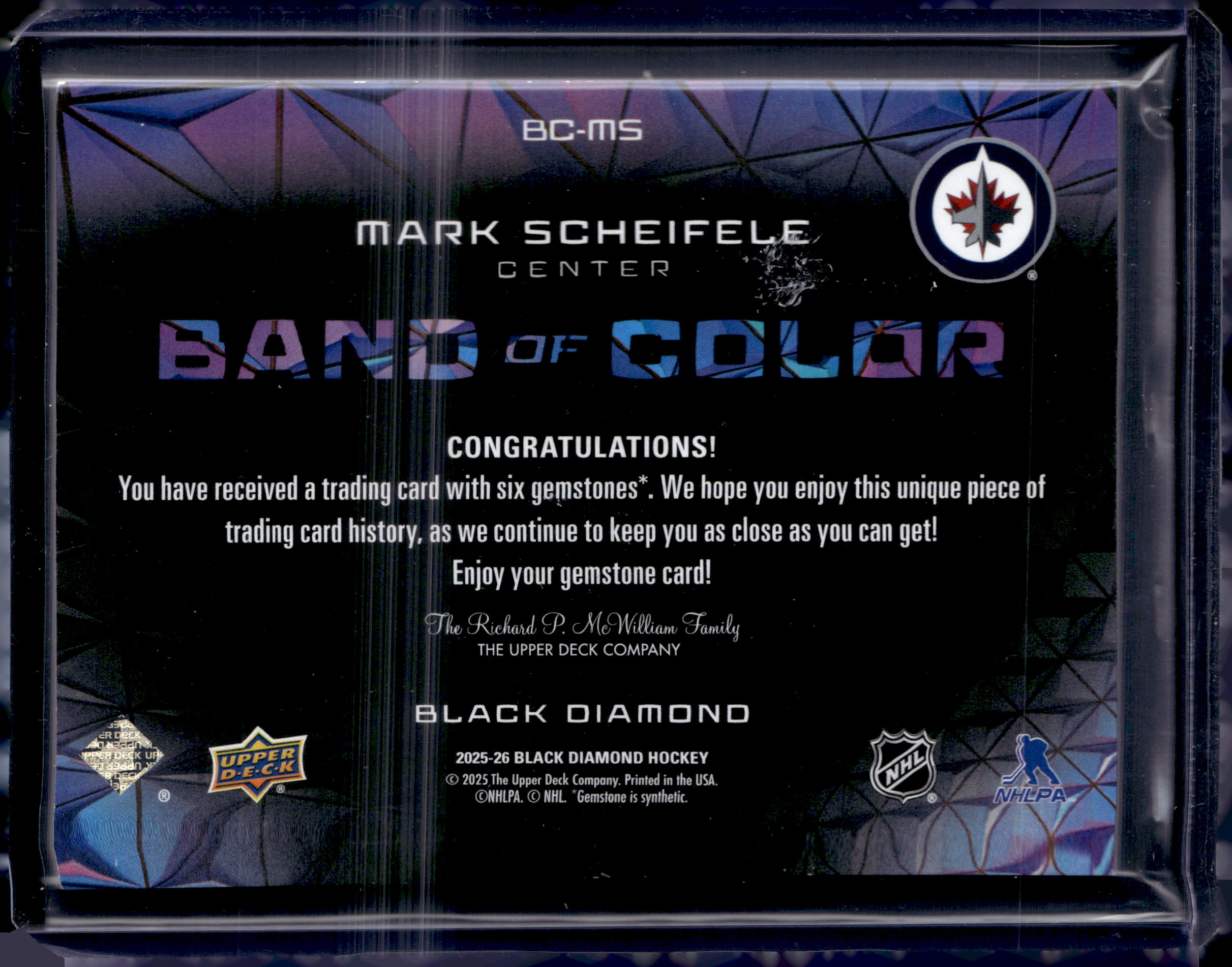 2025-26 Black Diamond Band Of Color /25 Mark Scheifele #BC-MS