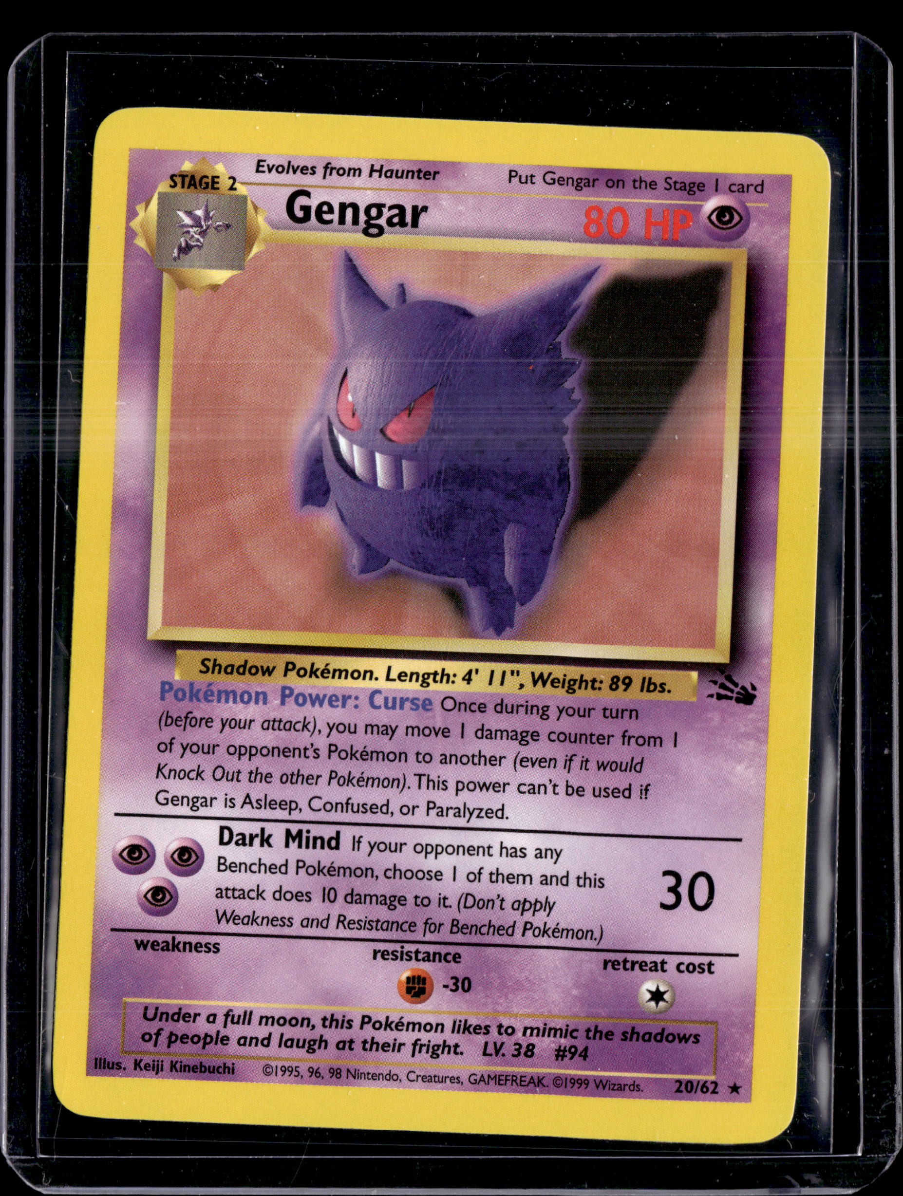 1999 Fossil Gengar Non Holo Rare