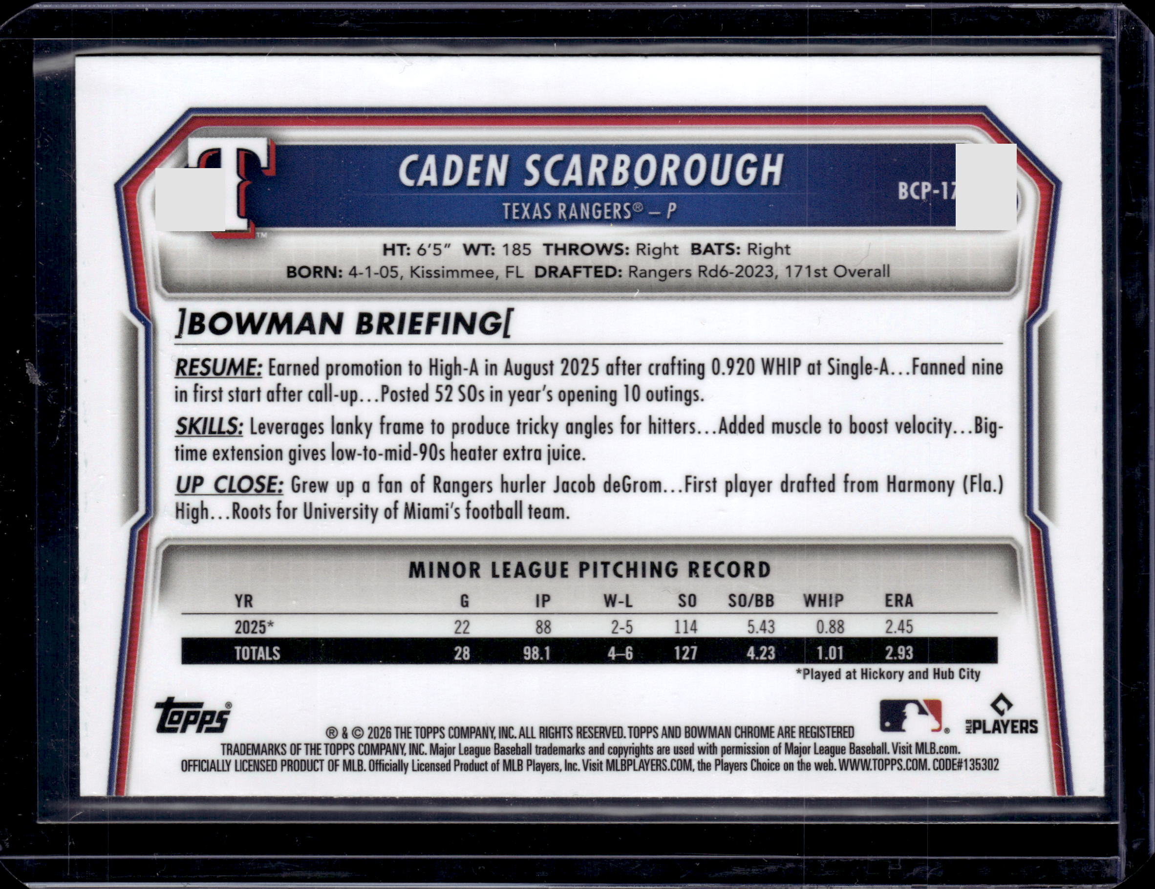 2026 Bowman Caden Scarborough Peanuts Snack Pack