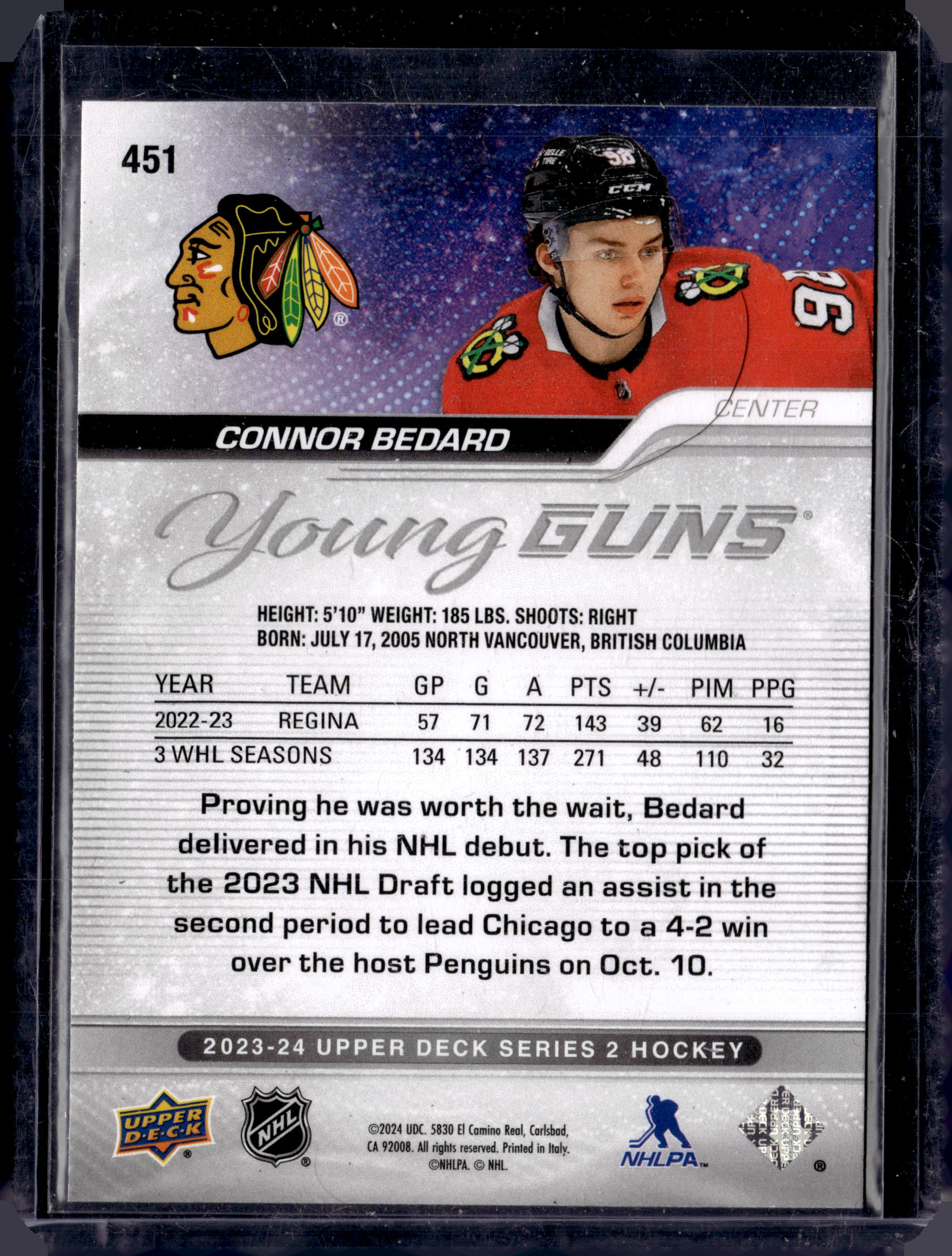 2023-24 UD Series 2 Connor Bedard Young Guns (a)