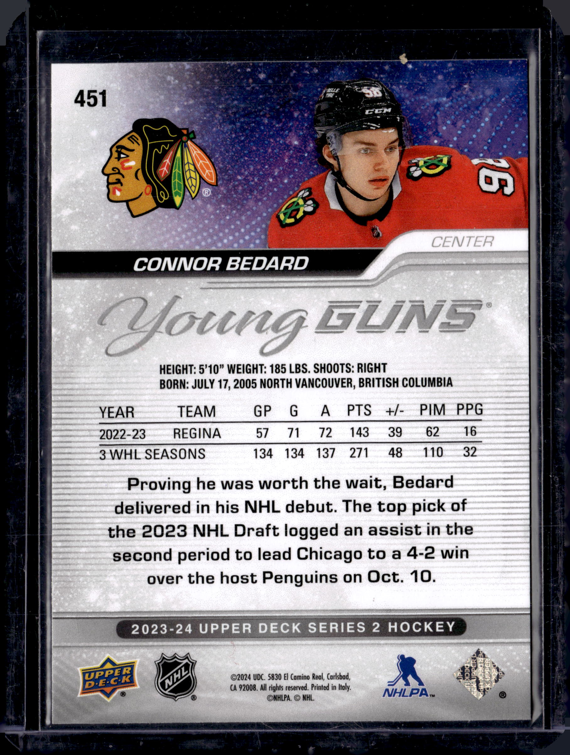 2023-24 UD Series 2 Connor Bedard Young Guns (b)
