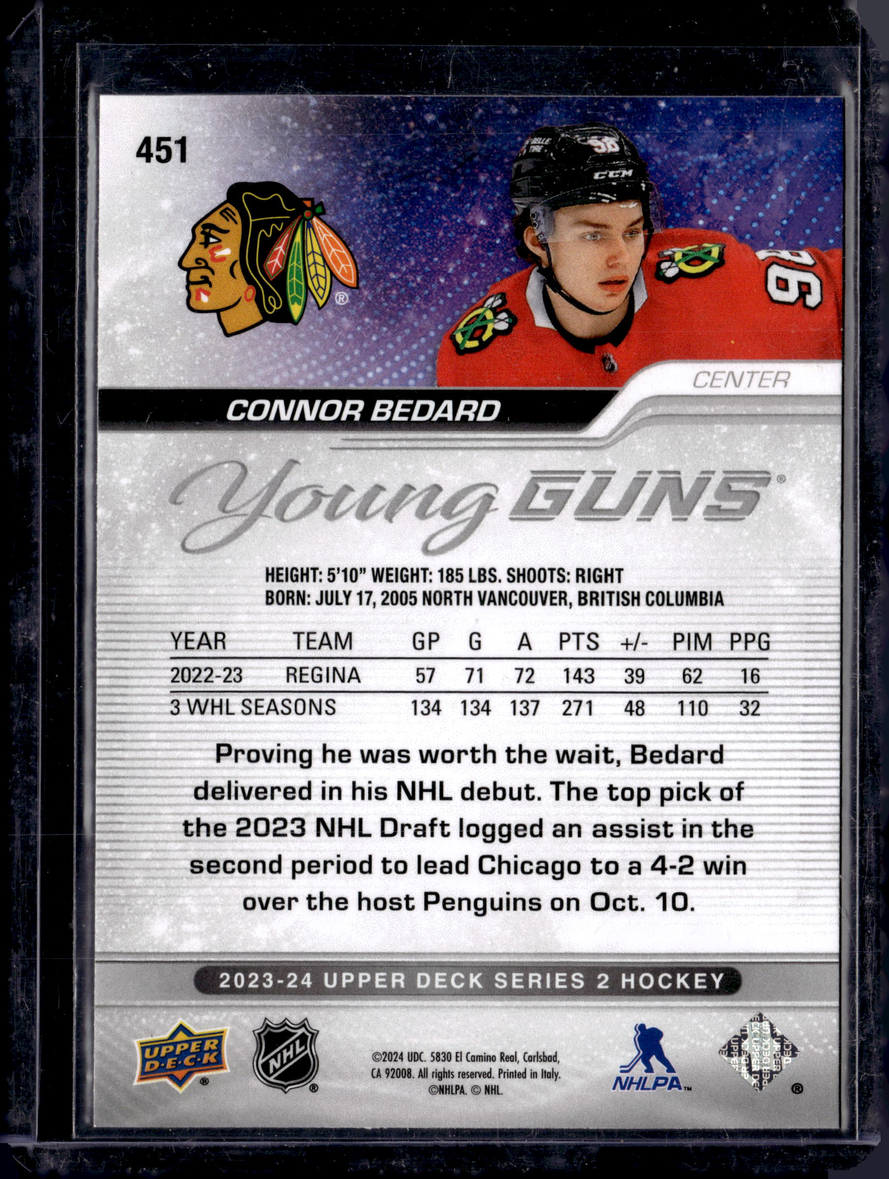 2023-24 UD Series 2 Connor Bedard Young Guns (c)