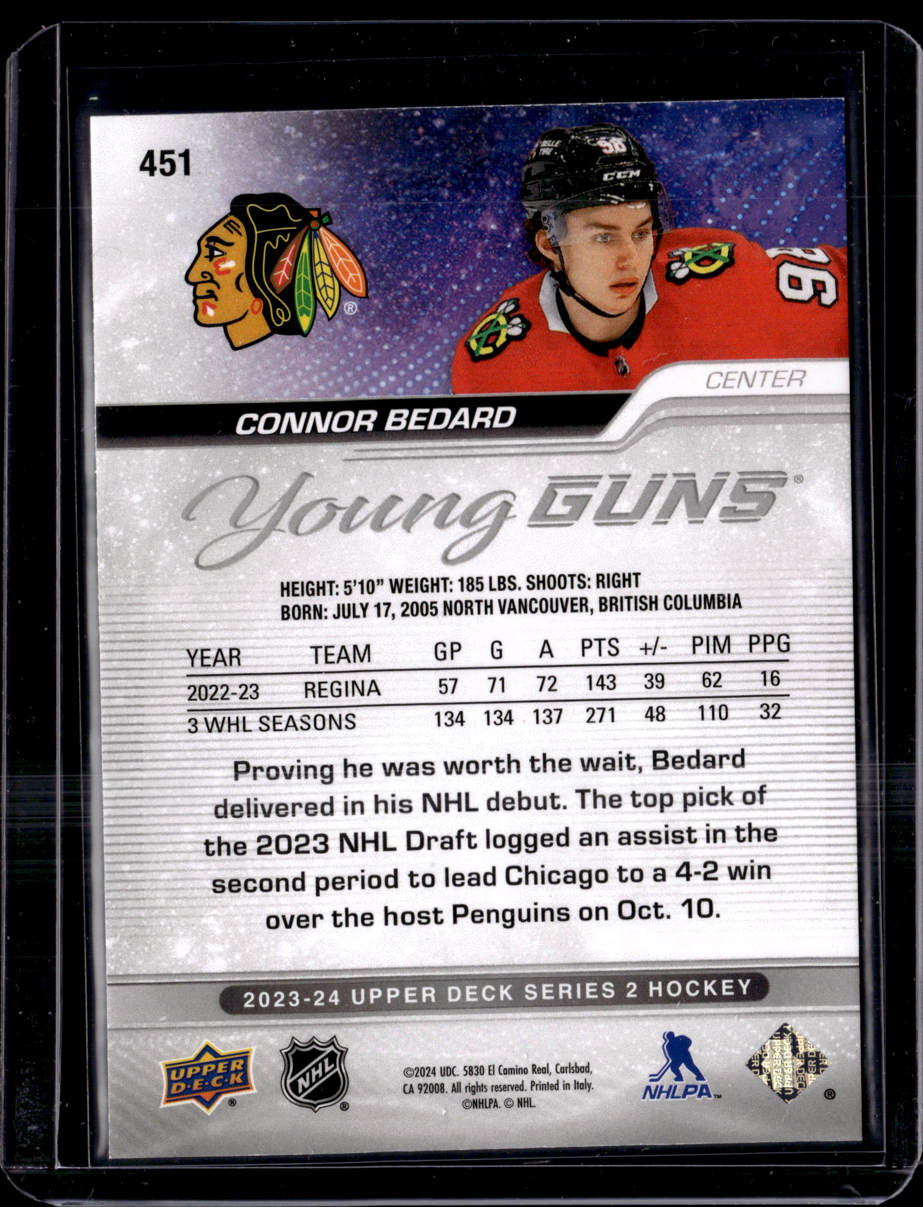 2023-24 Connor Bedard Young Guns Silver Outburst