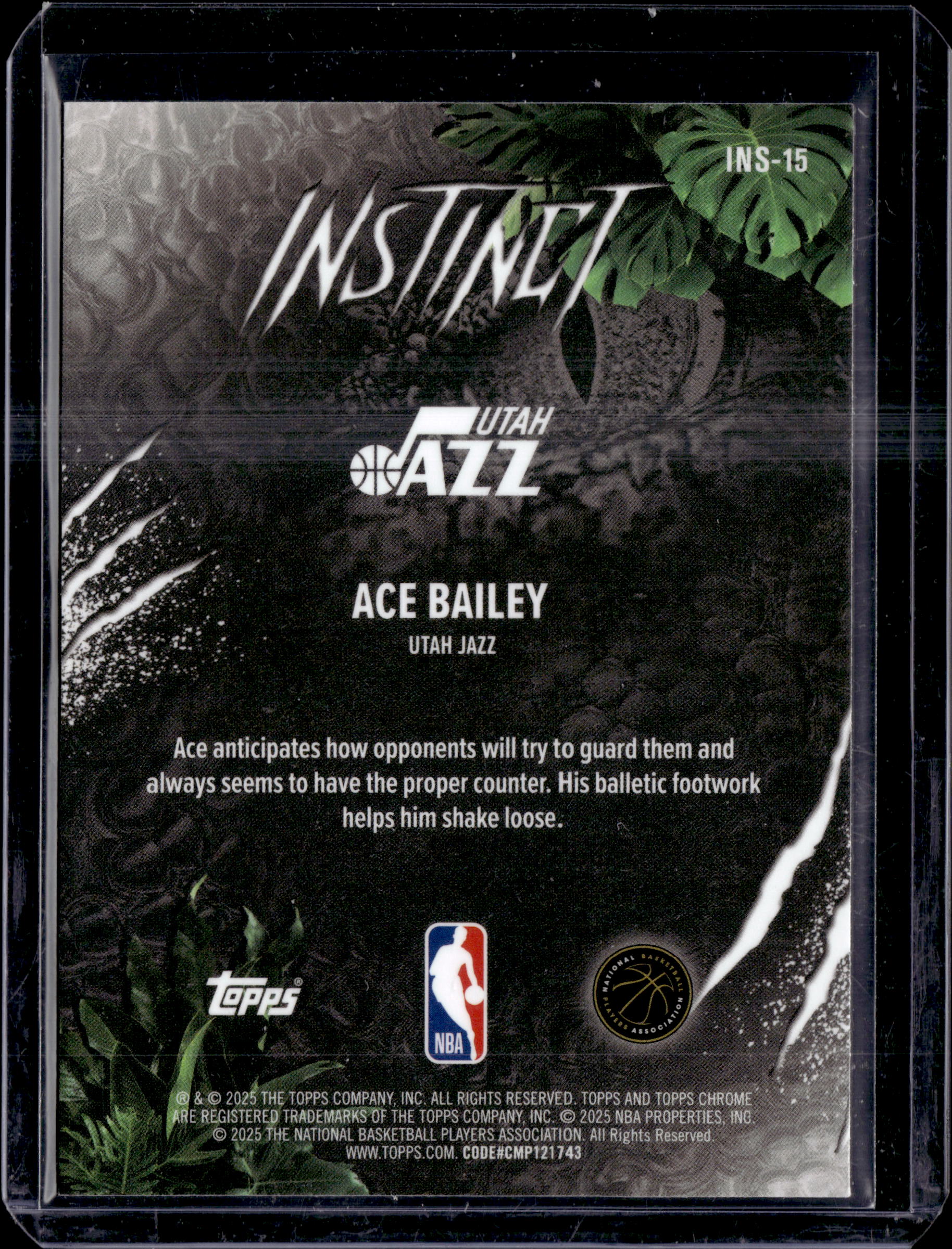 2025-26 Topps Chrome Instinct Ace Bailey Rookie Utah Jazz /75 INS-15
