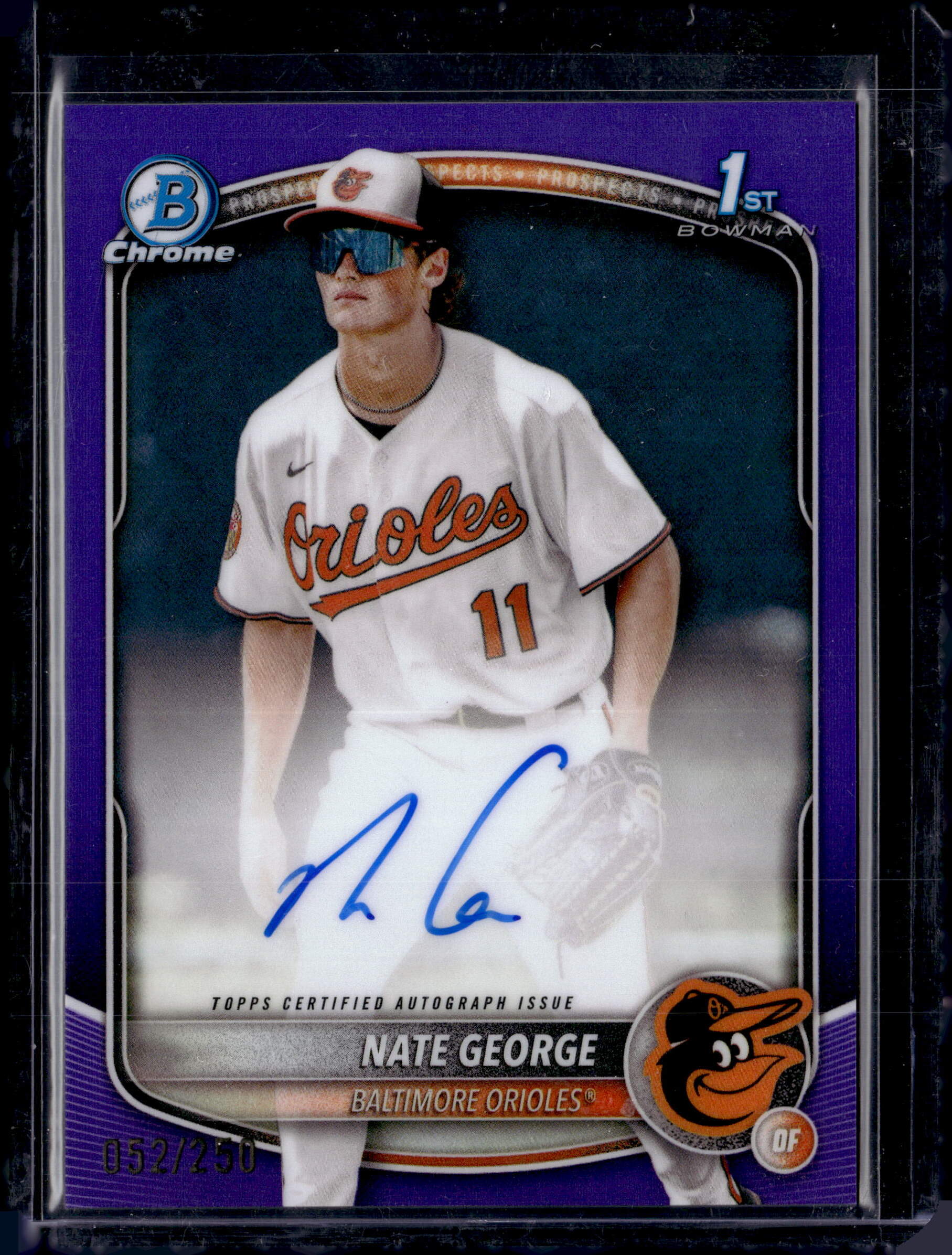 2025 Bowman Chrome Nate George Auto Purple Refractor 1st Prospect #/250