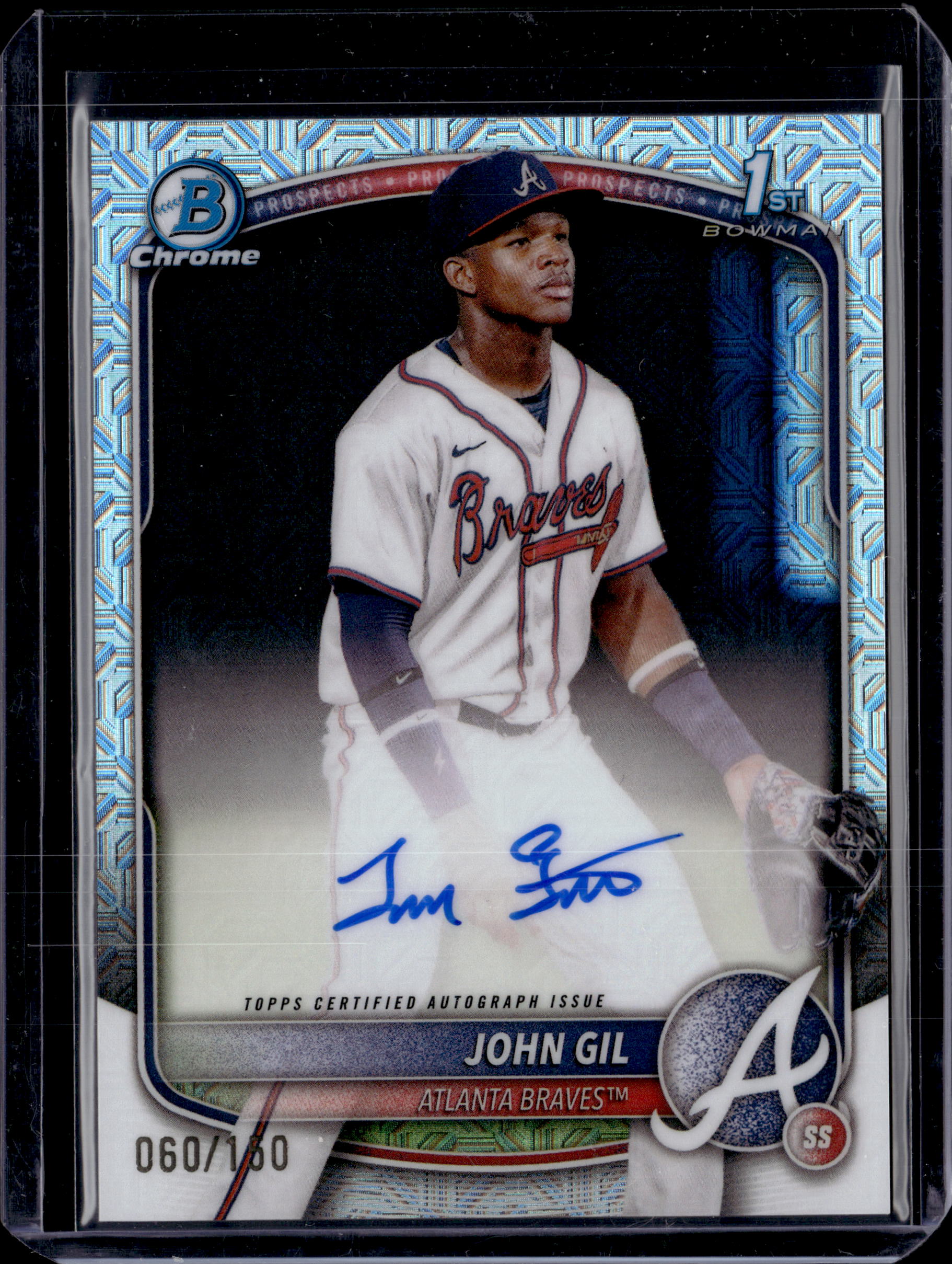 2025 Bowman Chrome John Gil Auto HTA Choice Refractor 1st Prospect #/150