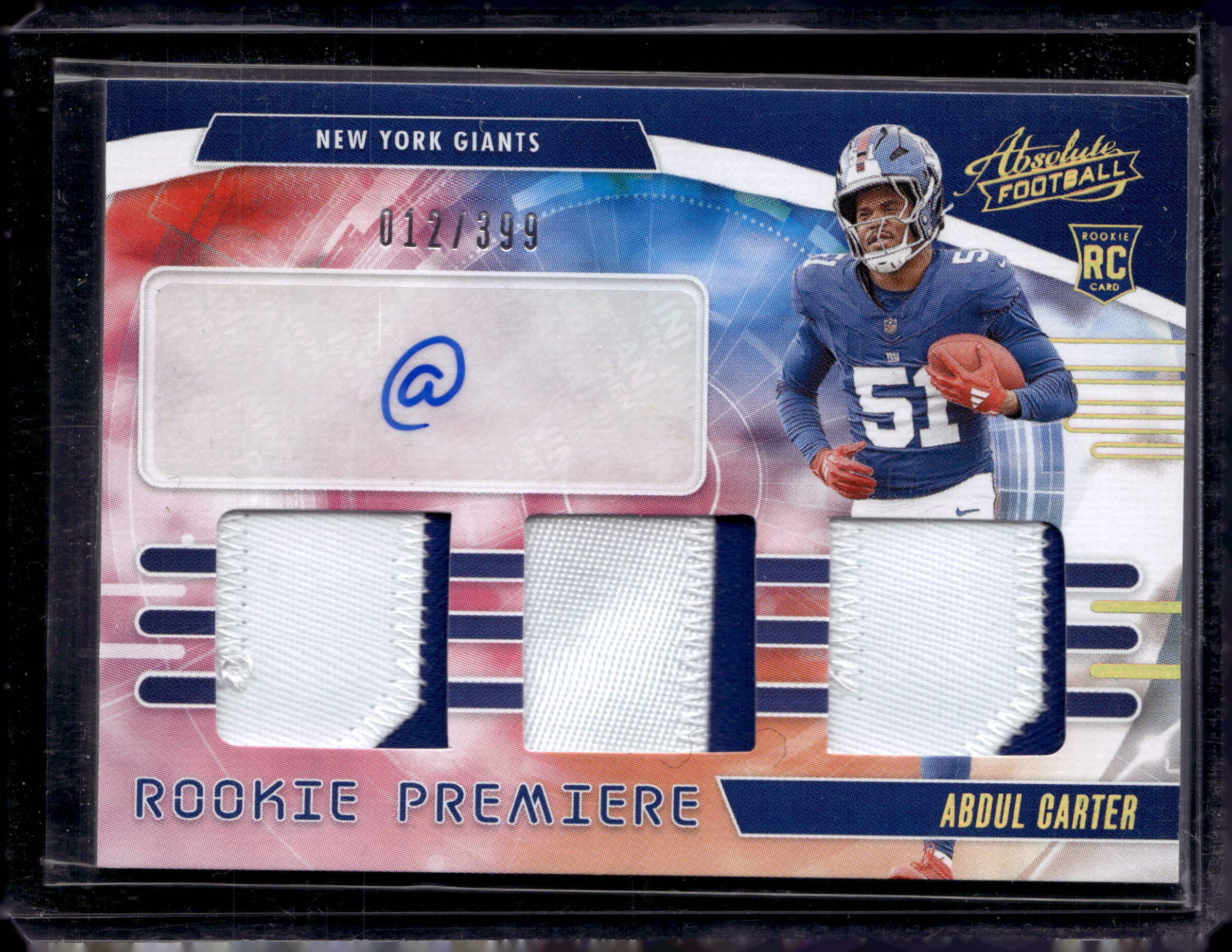 2025 Panini Absolute Rookie Premiere Tri Patch Auto /399 Abdul Carter