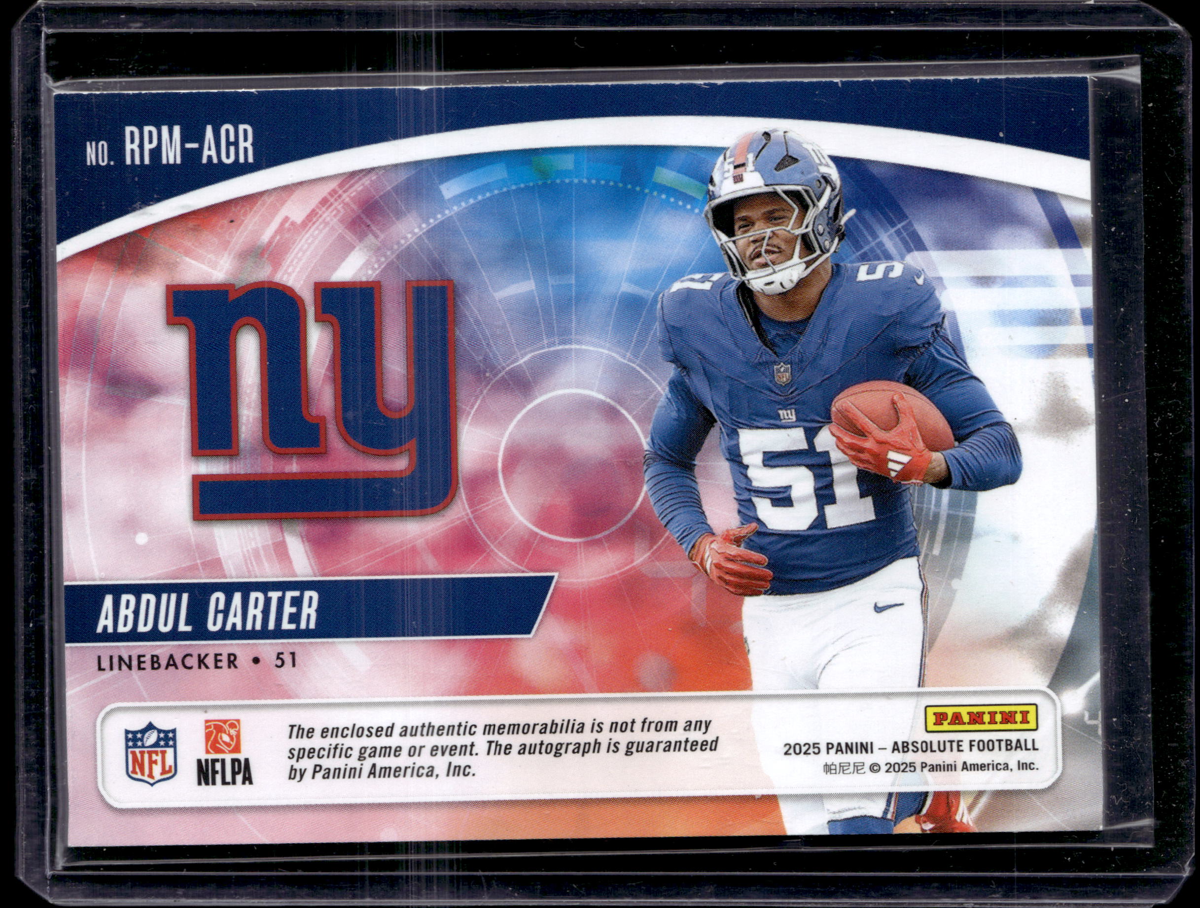 2025 Panini Absolute Rookie Premiere Tri Patch Auto /399 Abdul Carter