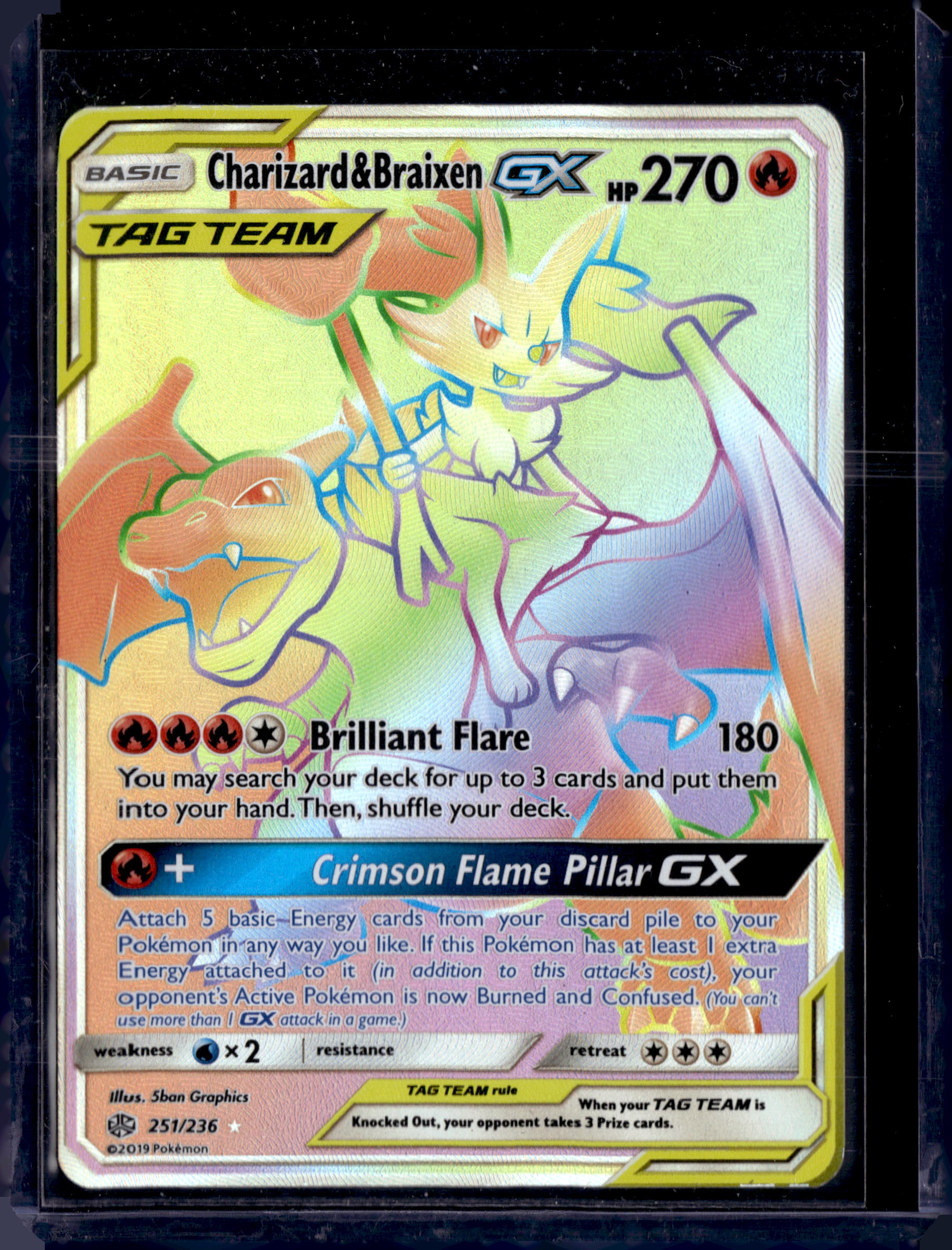 2019 Cosmic Eclipse Charizard & Braixen GX Secret Rare