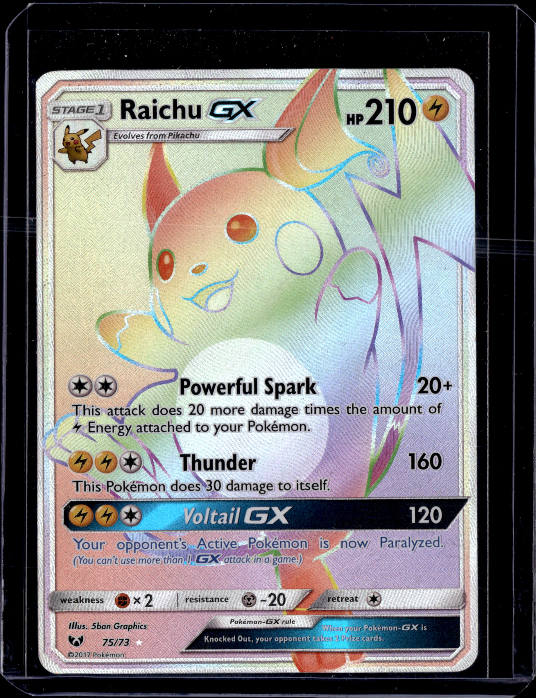 2017 Shining Legends Raichu GX Secret Rare