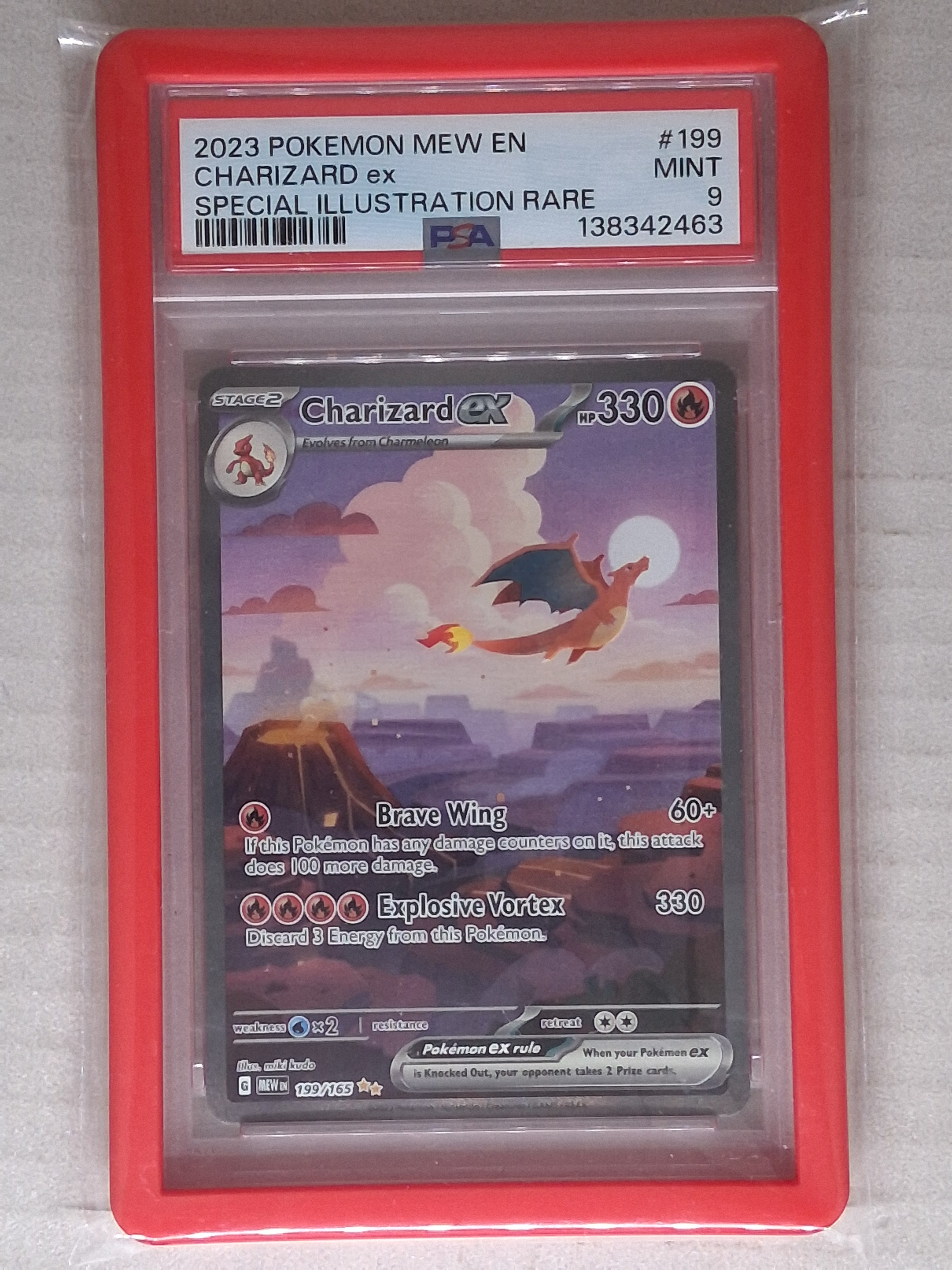 2023 POKEMON MEW EN-151 SPECIAL ILLUSTRATION RARE #199 CHARIZARD EX PSA 9